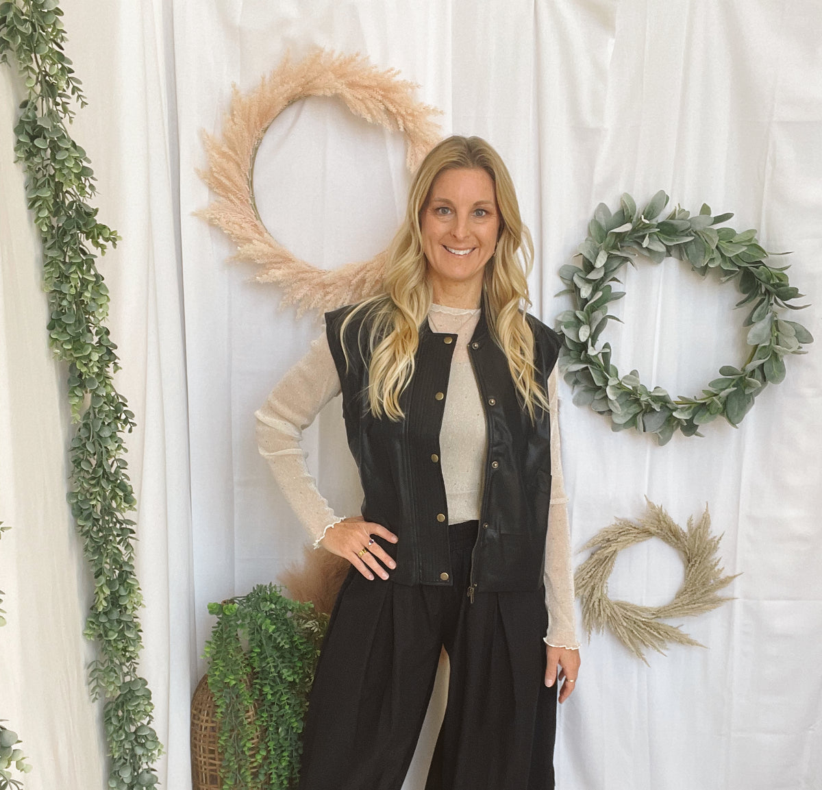 Muse Faux Leather Vest-Black-Vests-miou muse-The Silo Boutique, Women's Fashion Boutique Located in Warren and Grand Forks North Dakota