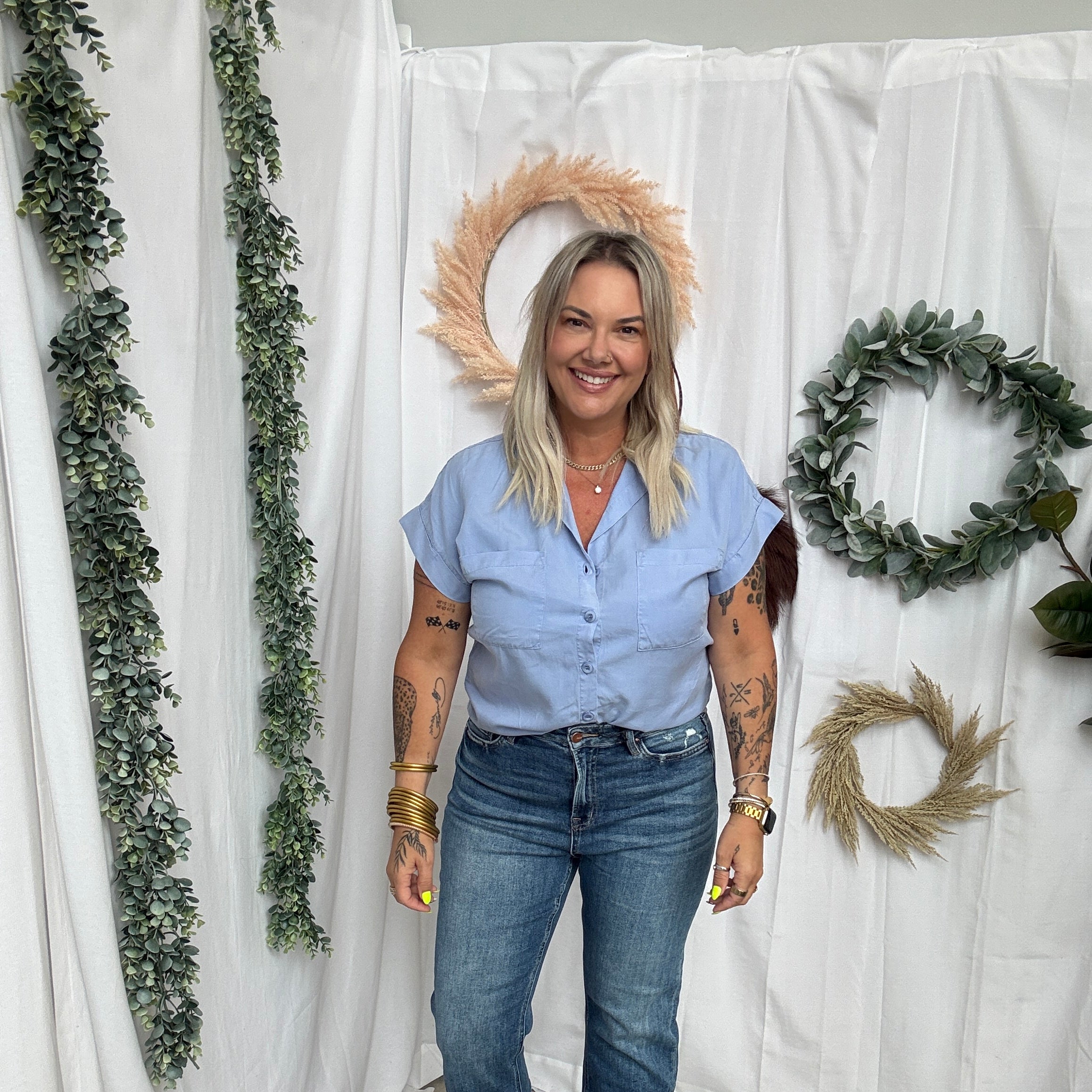 Cool Tencel Top-Blueberry-Short Sleeve Tops-be cool-The Silo Boutique, Women's Fashion Boutique Located in Warren and Grand Forks North Dakota