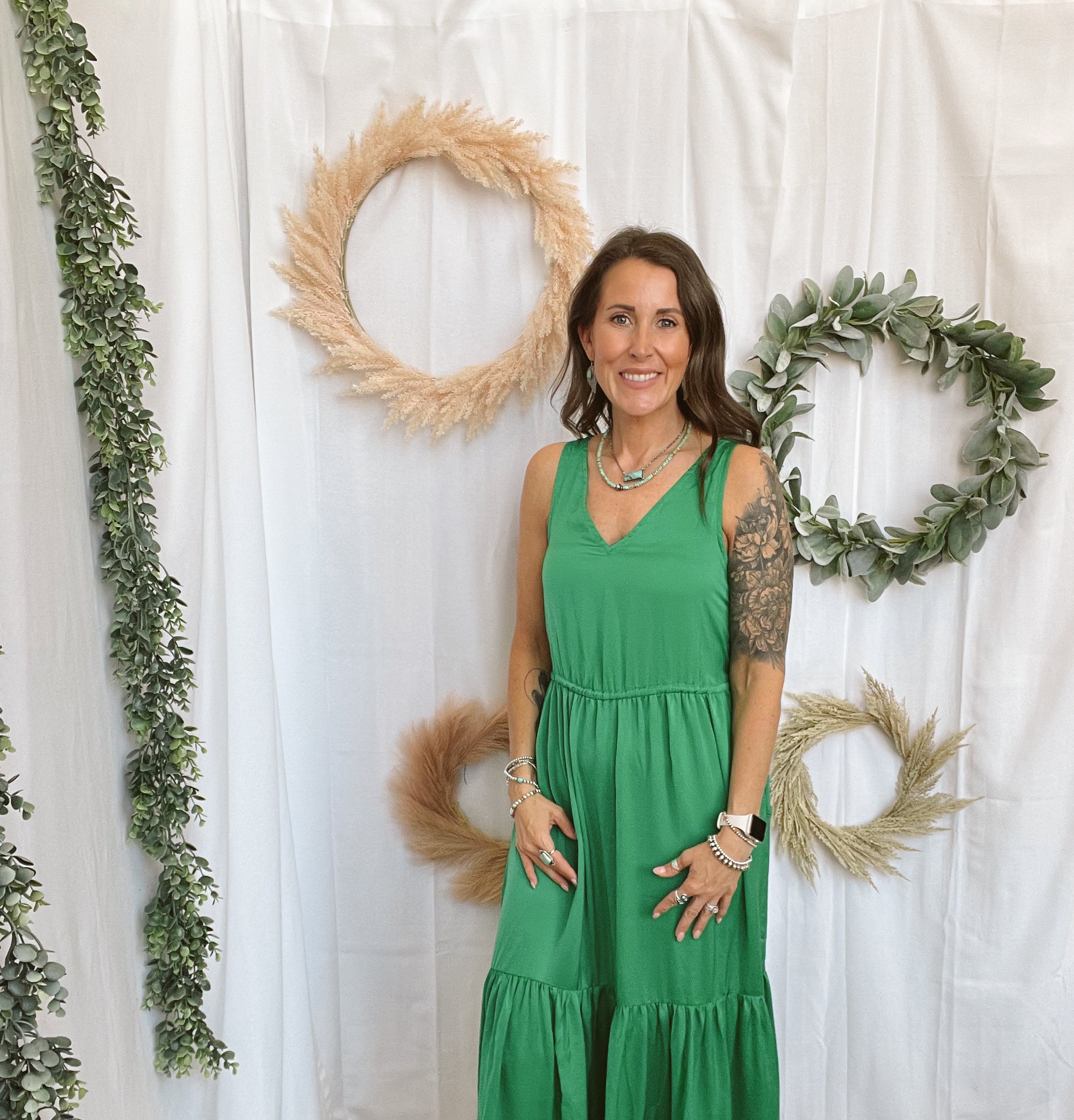 Skies Green Tiered Dress-Dresses-skies are blue-The Silo Boutique, Women's Fashion Boutique Located in Warren and Grand Forks North Dakota