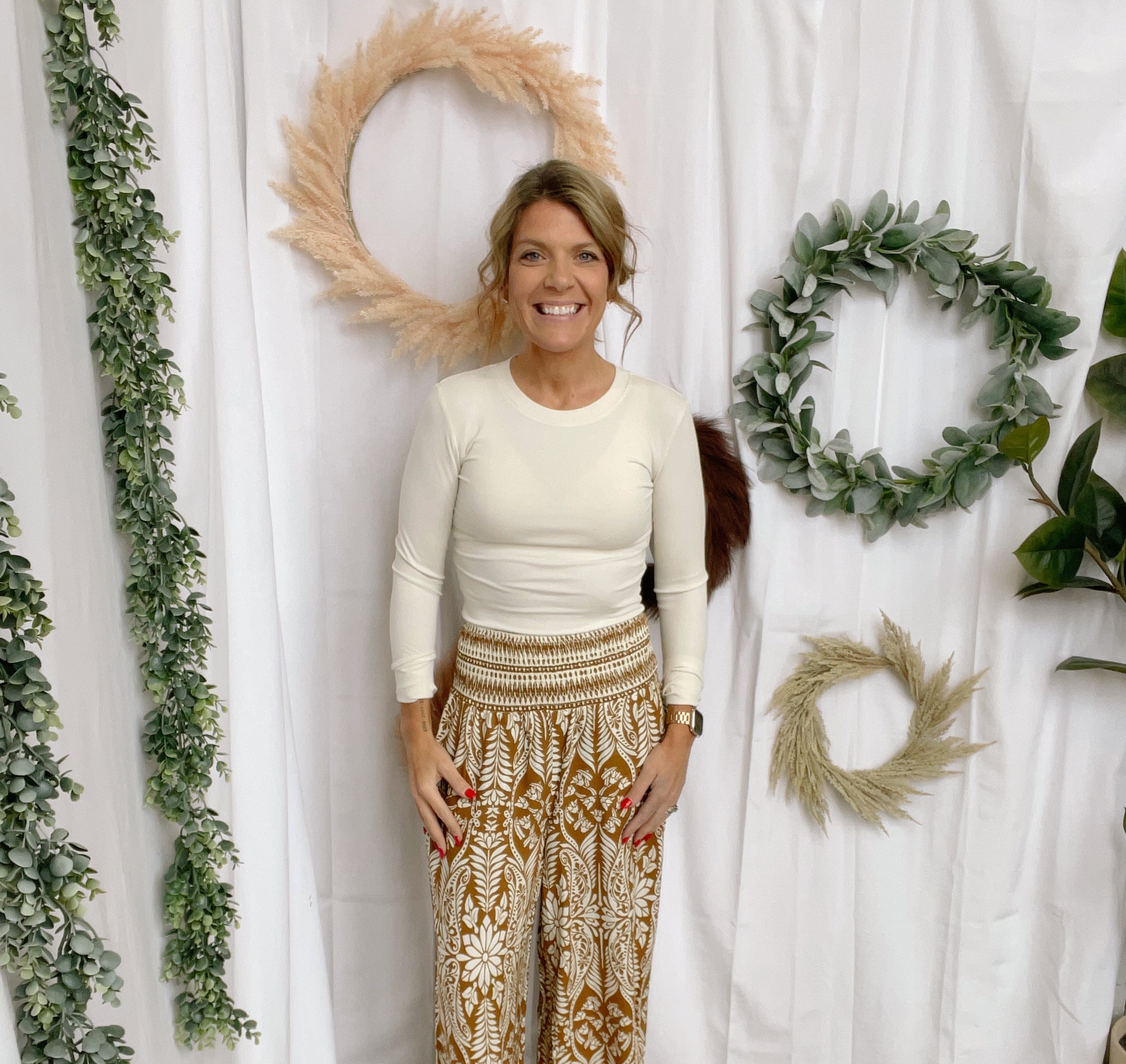 Smocked Pattern Pants-Pants-hyfve-The Silo Boutique, Women's Fashion Boutique Located in Warren and Grand Forks North Dakota