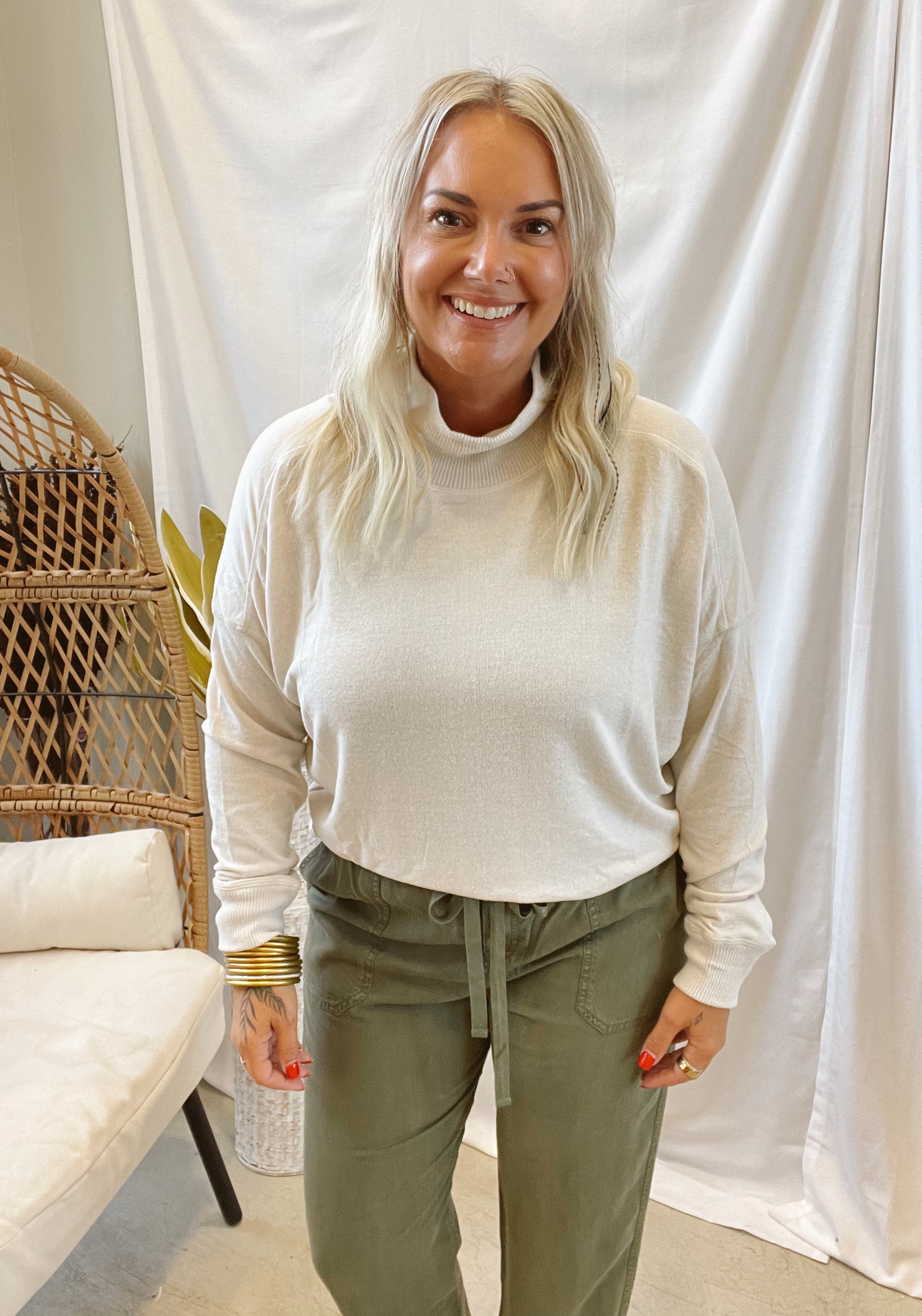 Cool Oatmeal Turtleneck Sweater-Sweaters-be cool-The Silo Boutique, Women's Fashion Boutique Located in Warren and Grand Forks North Dakota