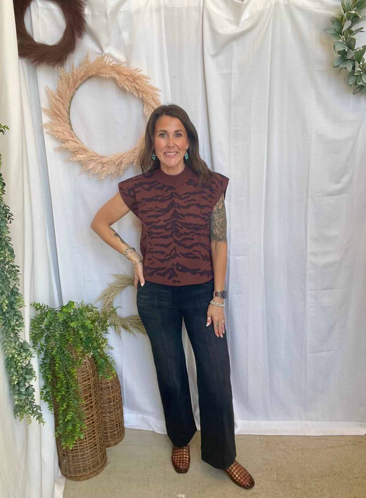 Jillian Zebra Print Sleeveless Top-Short Sleeve Tops-ENTRO-The Silo Boutique, Women's Fashion Boutique Located in Warren and Grand Forks North Dakota