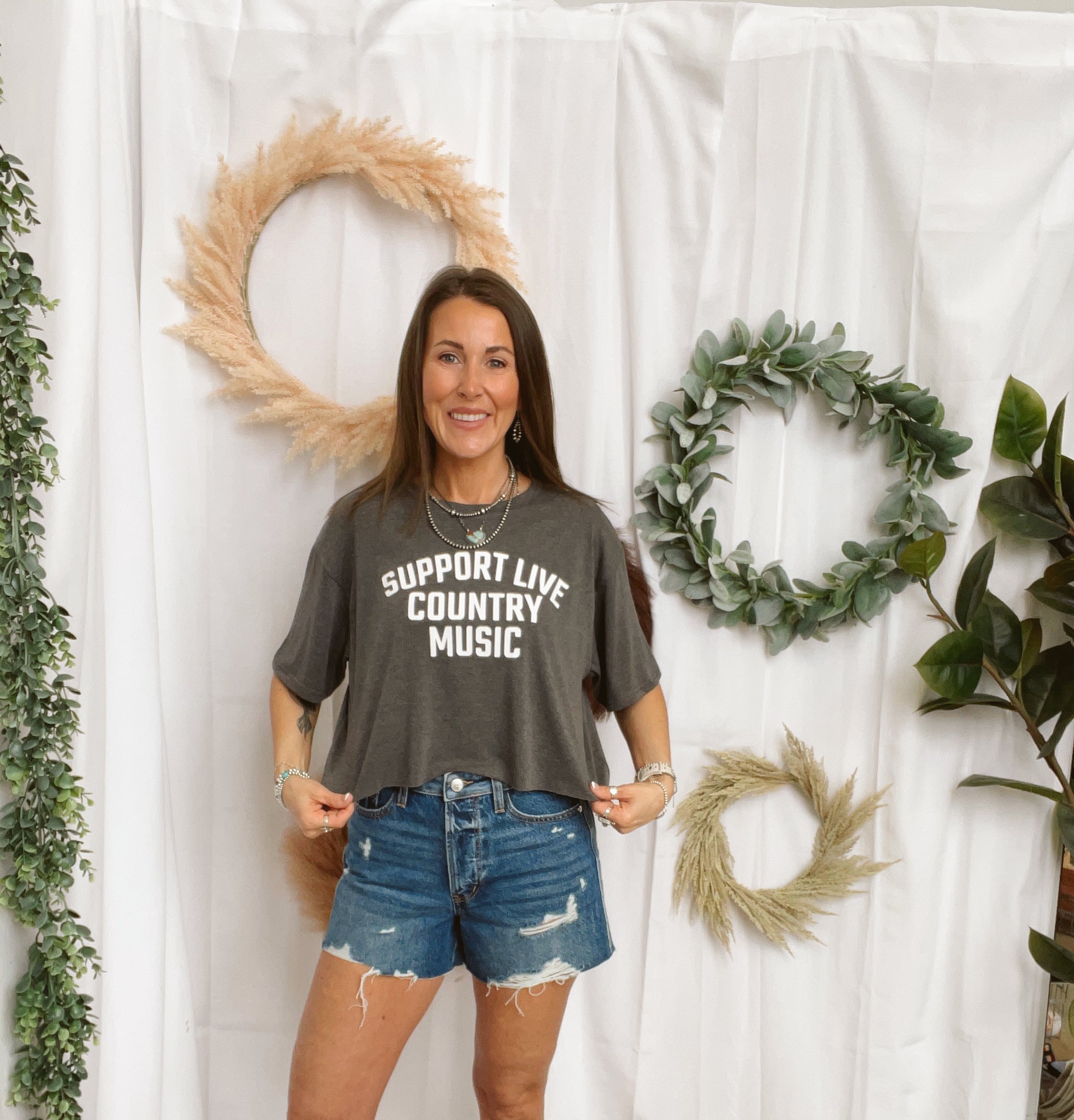 Support Live Country Music Tee-Graphic Tees-panaache-The Silo Boutique, Women's Fashion Boutique Located in Warren and Grand Forks North Dakota