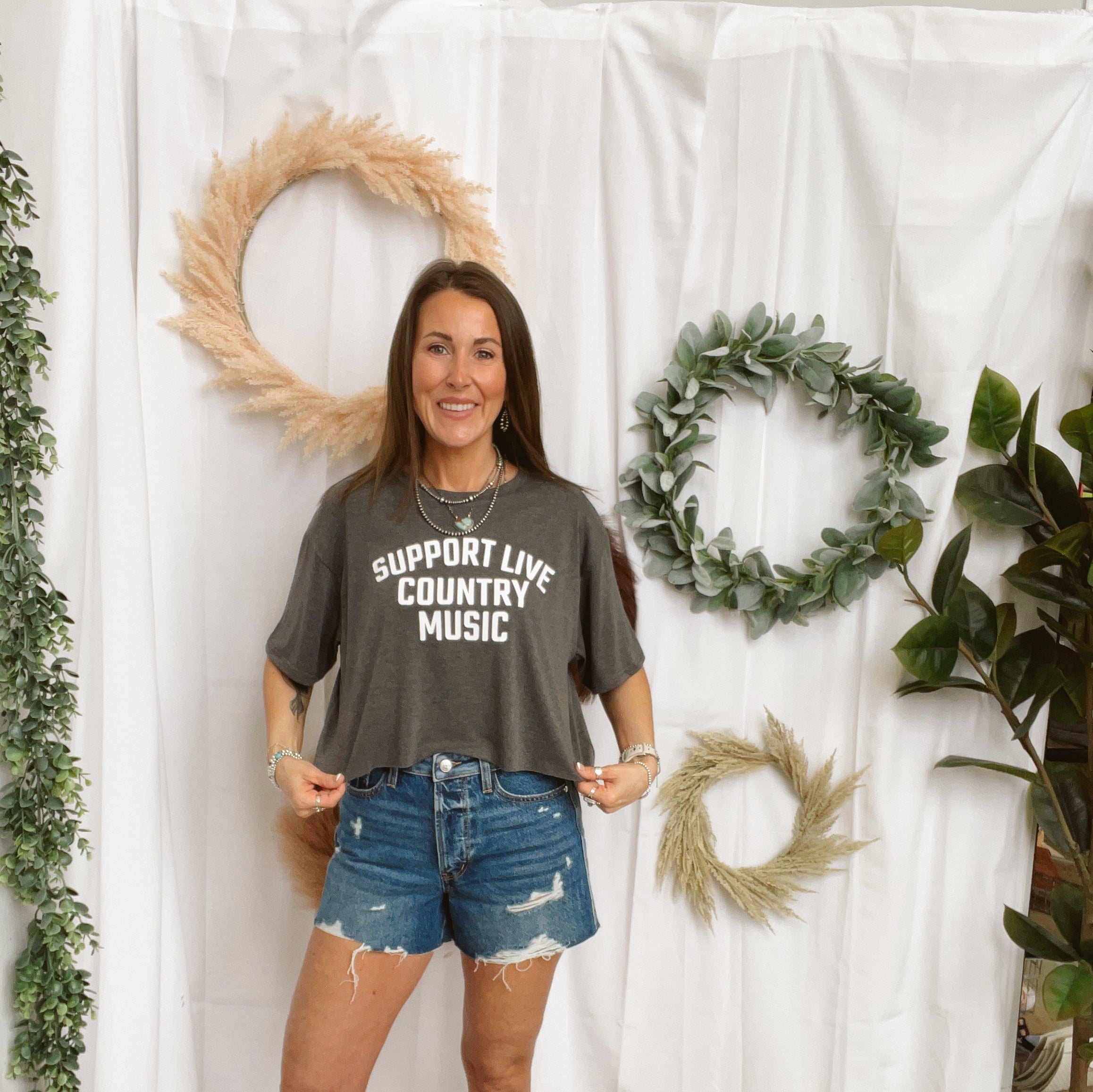Support Live Country Music Tee-Graphic Tees-panaache-The Silo Boutique, Women's Fashion Boutique Located in Warren and Grand Forks North Dakota
