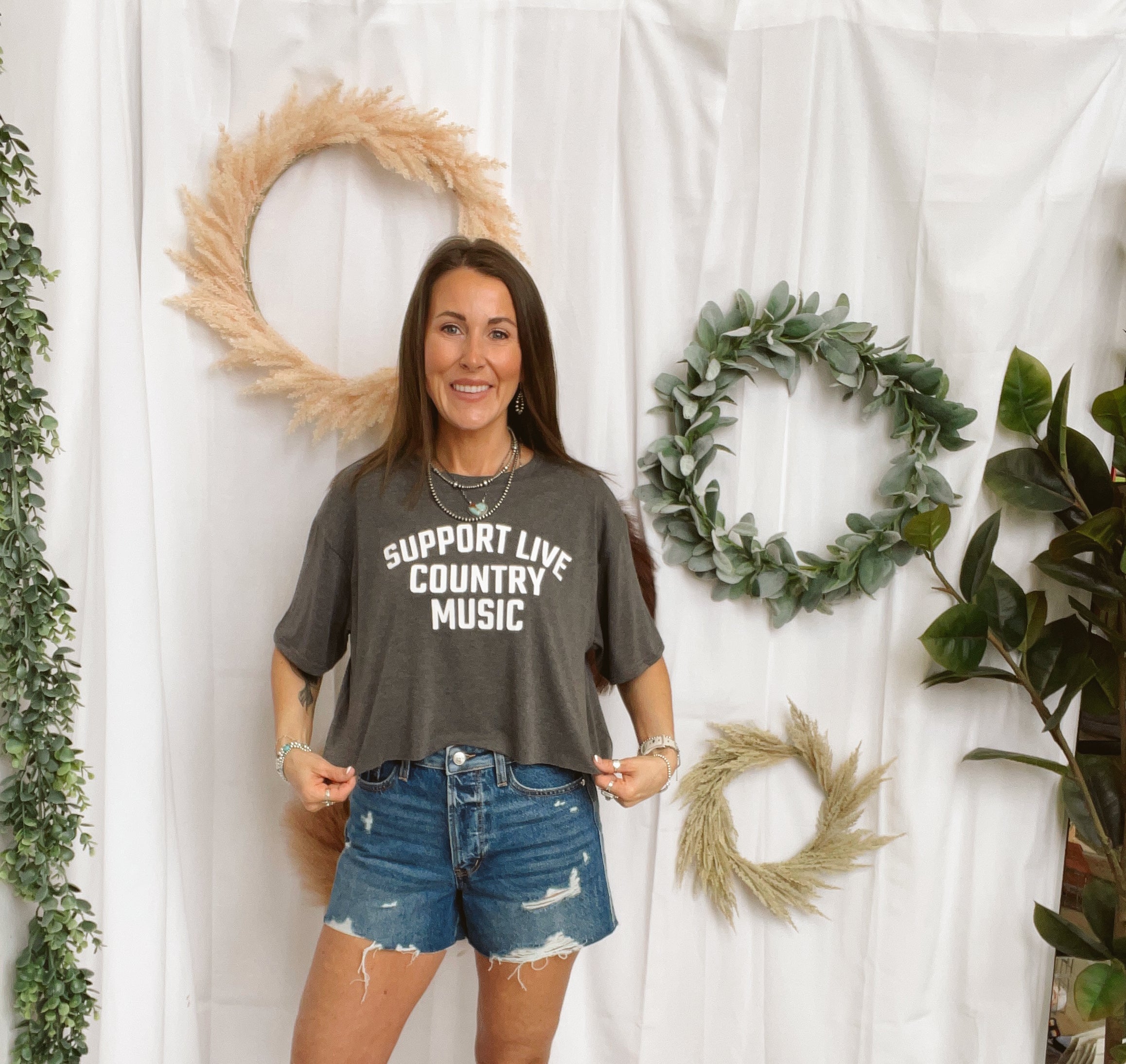 Support Live Country Music Tee-Graphic Tees-panaache-The Silo Boutique, Women's Fashion Boutique Located in Warren and Grand Forks North Dakota