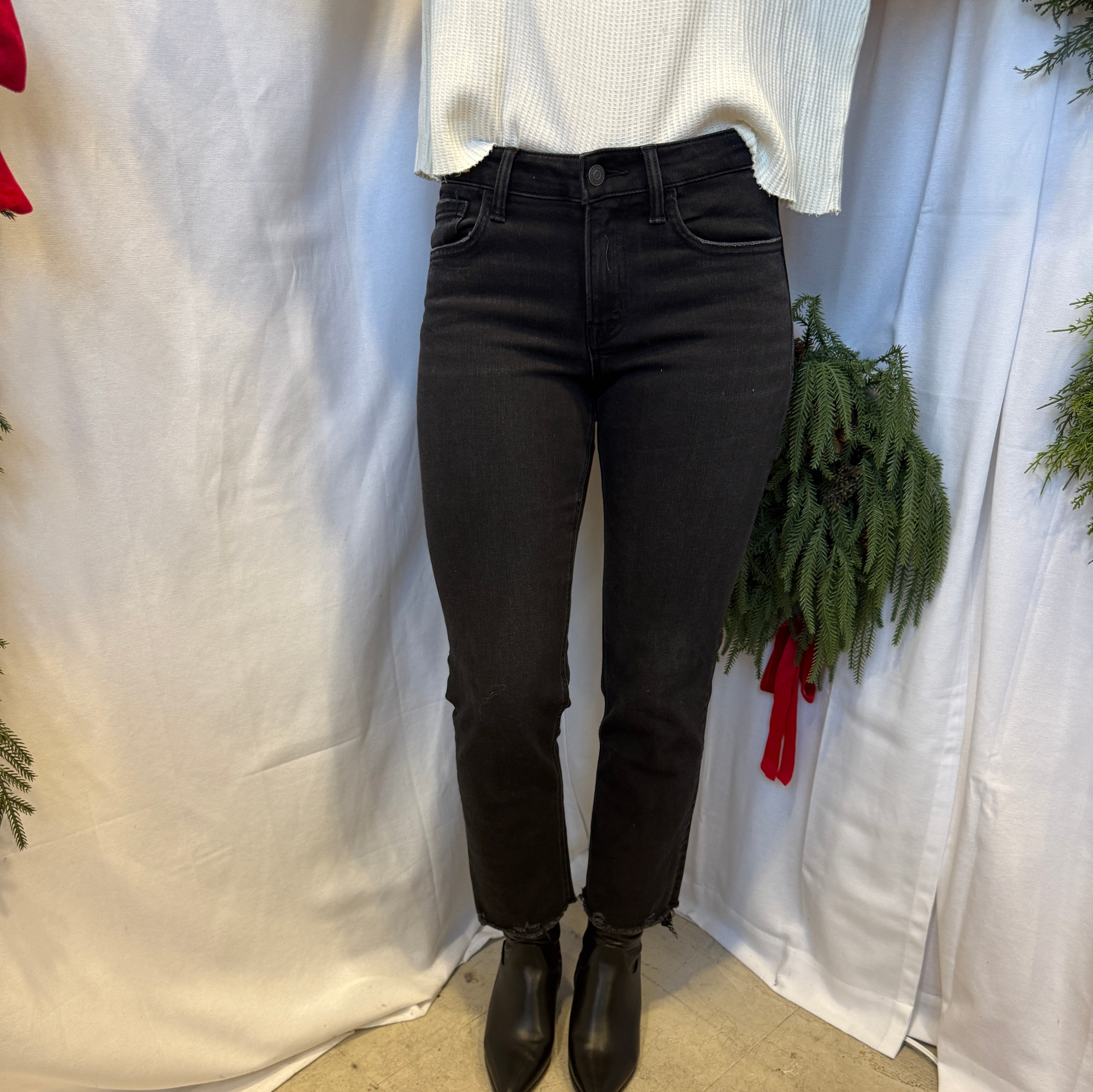 Flying Monkey Black Raw Hem Black Jeans-Jeans-flying monkey-The Silo Boutique, Women's Fashion Boutique Located in Warren and Grand Forks North Dakota