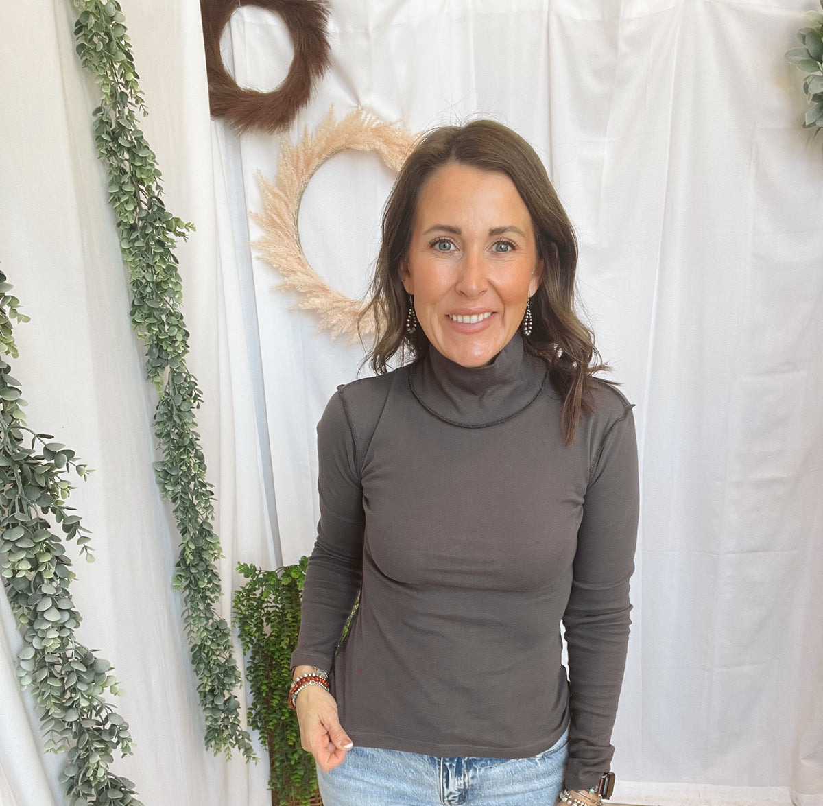 Lexie Seam Turtleneck-Charcoal-Long Sleeve Tops-hyfve-The Silo Boutique, Women's Fashion Boutique Located in Warren and Grand Forks North Dakota