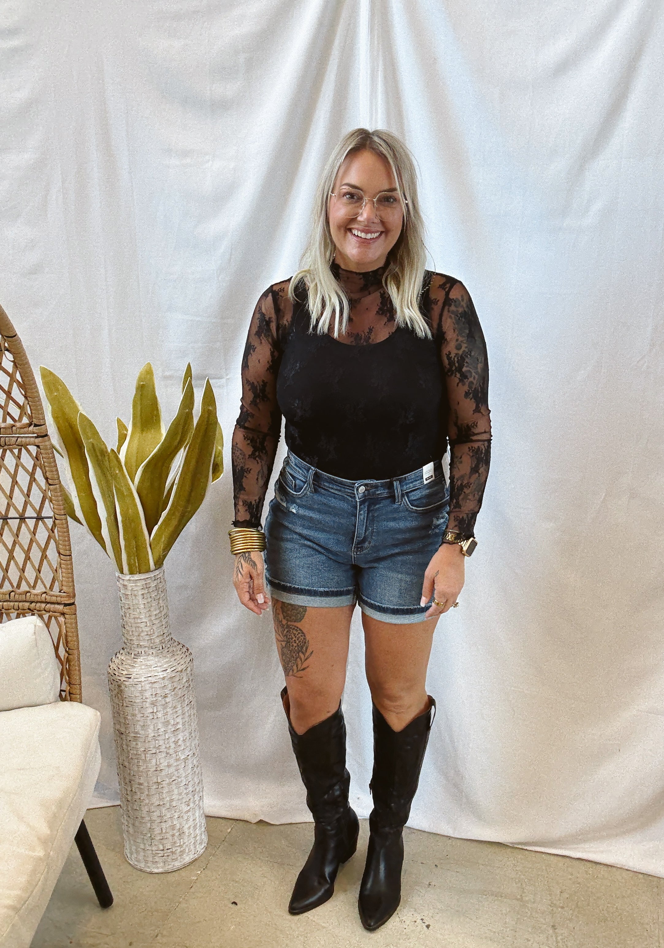 Rose Black Lace Top-Long Sleeve Tops-larose-The Silo Boutique, Women's Fashion Boutique Located in Warren and Grand Forks North Dakota