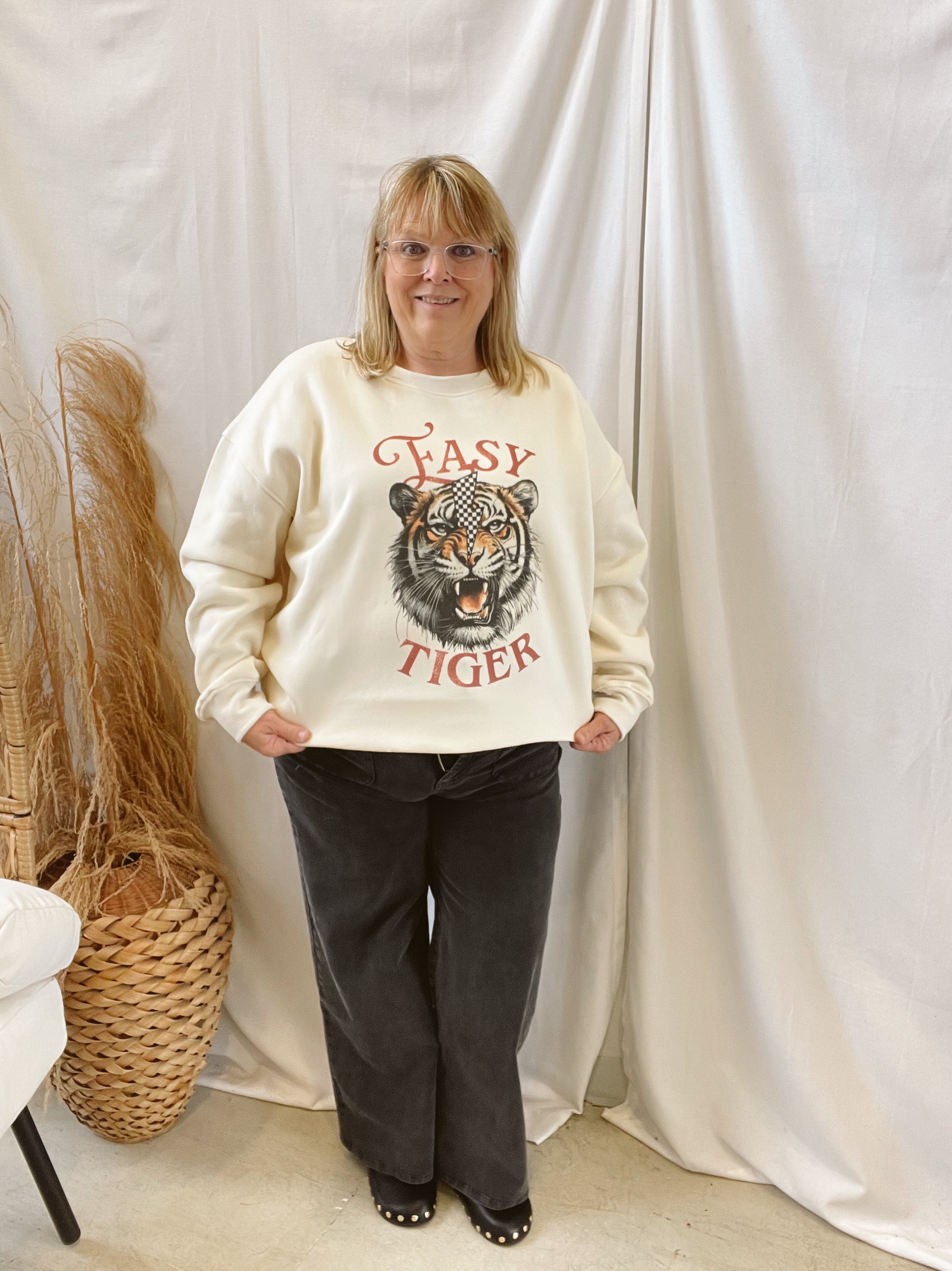 Easy Tiger Sweatshirt-Graphic Tees-jade-The Silo Boutique, Women's Fashion Boutique Located in Warren and Grand Forks North Dakota