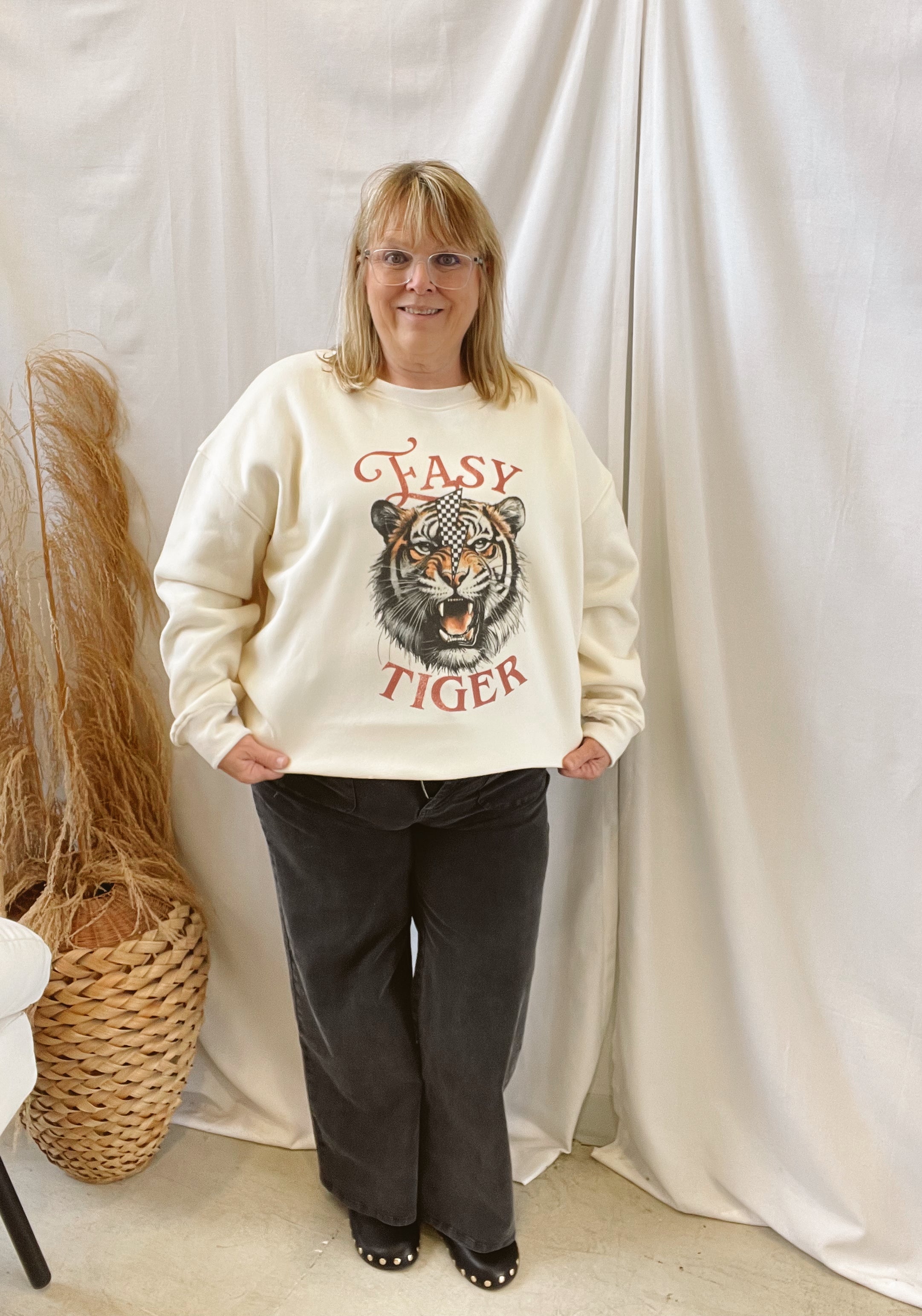 Easy Tiger Sweatshirt-Graphic Tees-jade-The Silo Boutique, Women's Fashion Boutique Located in Warren and Grand Forks North Dakota