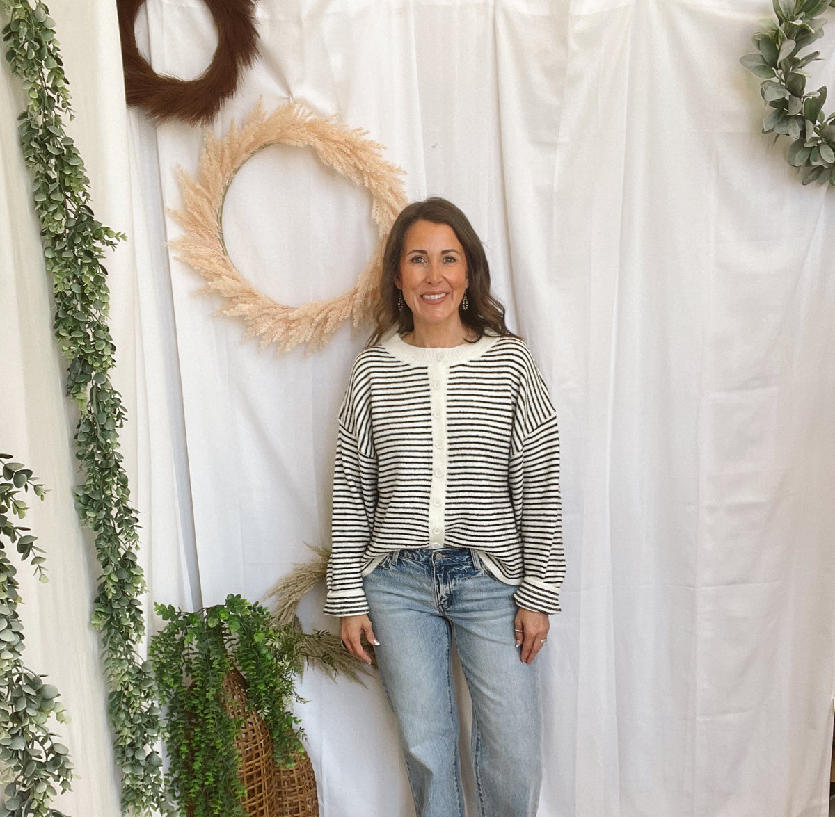Dalia Black White Stripe Cardigan-Cardigans-dottie-The Silo Boutique, Women's Fashion Boutique Located in Warren and Grand Forks North Dakota