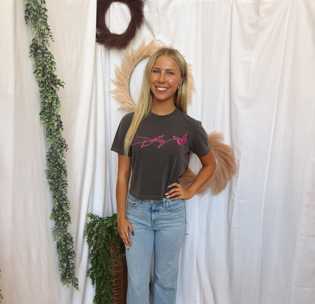 Dolly Signature Butterfly Tee-Graphic Tees-birdies-The Silo Boutique, Women's Fashion Boutique Located in Warren and Grand Forks North Dakota