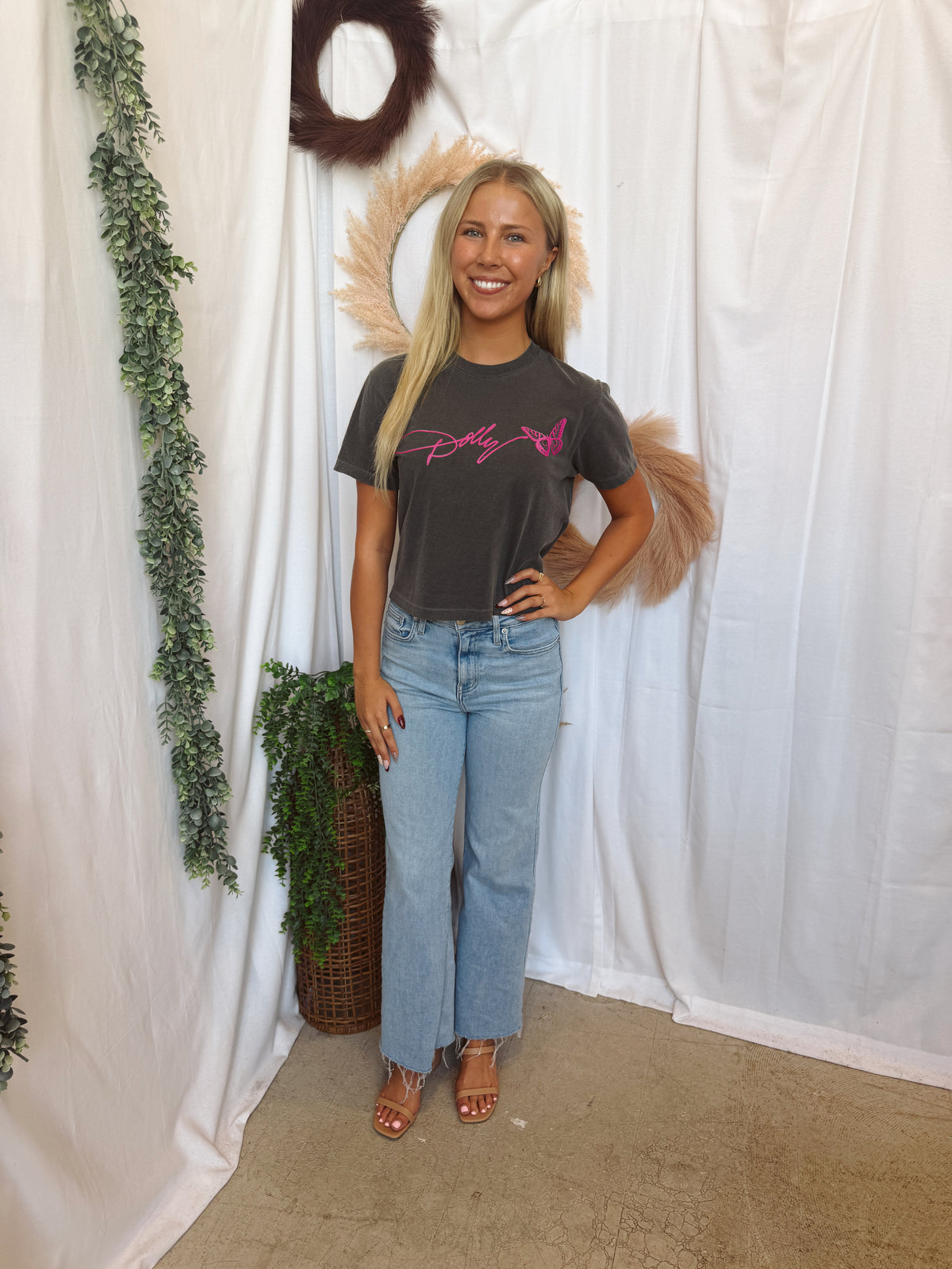 Dolly Signature Butterfly Tee-Graphic Tees-birdies-The Silo Boutique, Women's Fashion Boutique Located in Warren and Grand Forks North Dakota