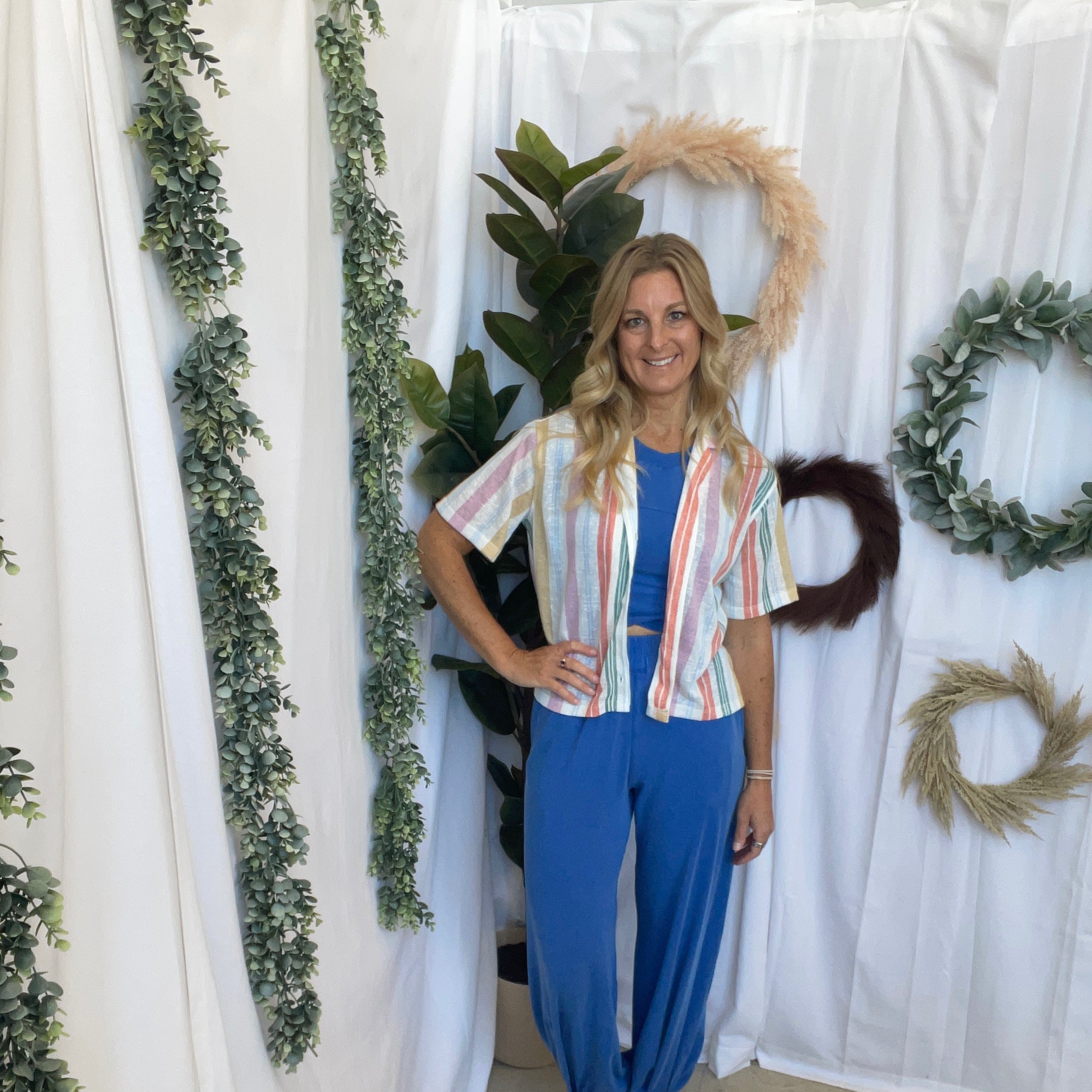 Multi Color Button Up Top-Short Sleeve Tops-hem and thread-The Silo Boutique, Women's Fashion Boutique Located in Warren and Grand Forks North Dakota