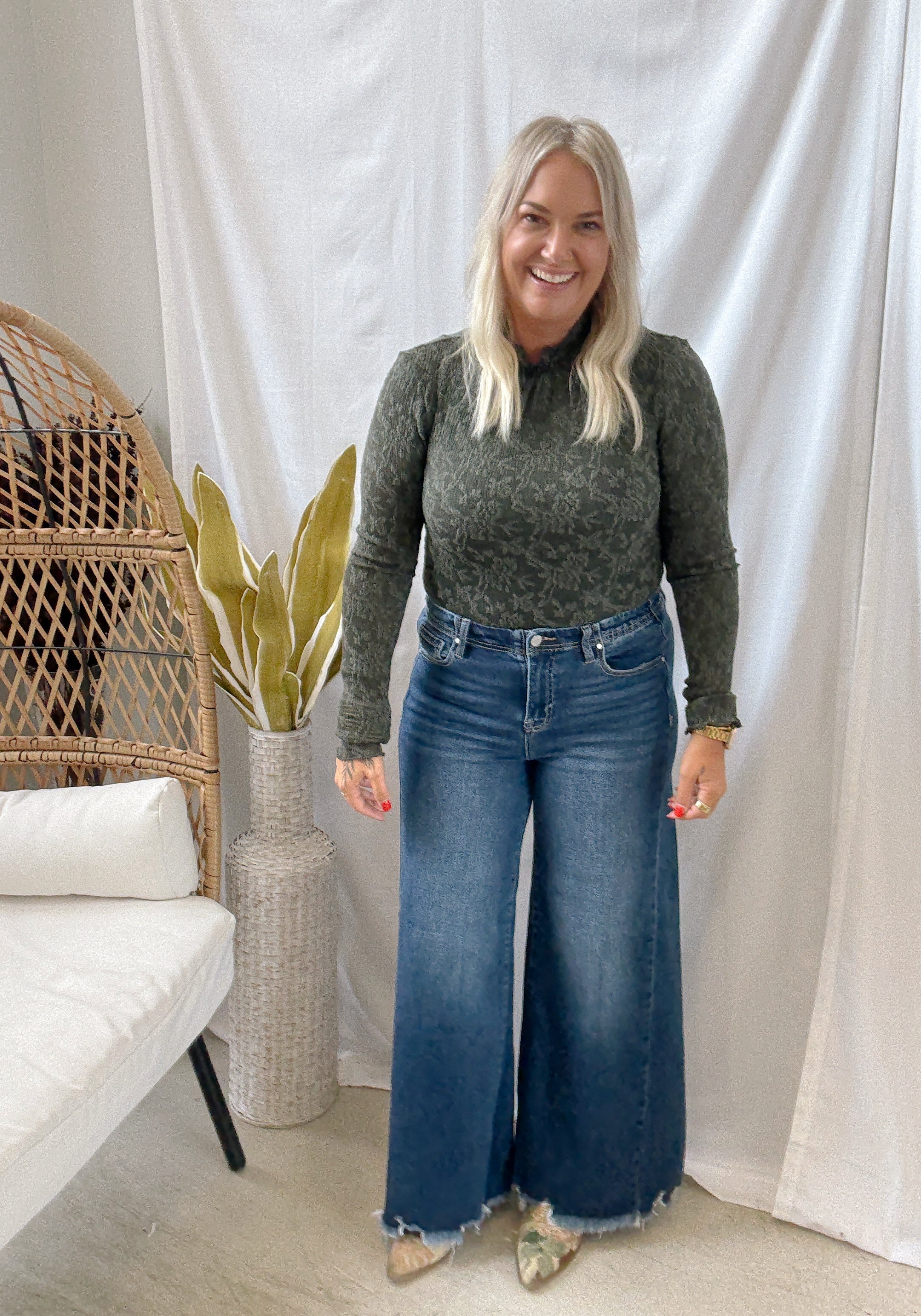 Risen Ankle Wide Leg Dark Jeans-Final Sale-Jeans-risen-The Silo Boutique, Women's Fashion Boutique Located in Warren and Grand Forks North Dakota