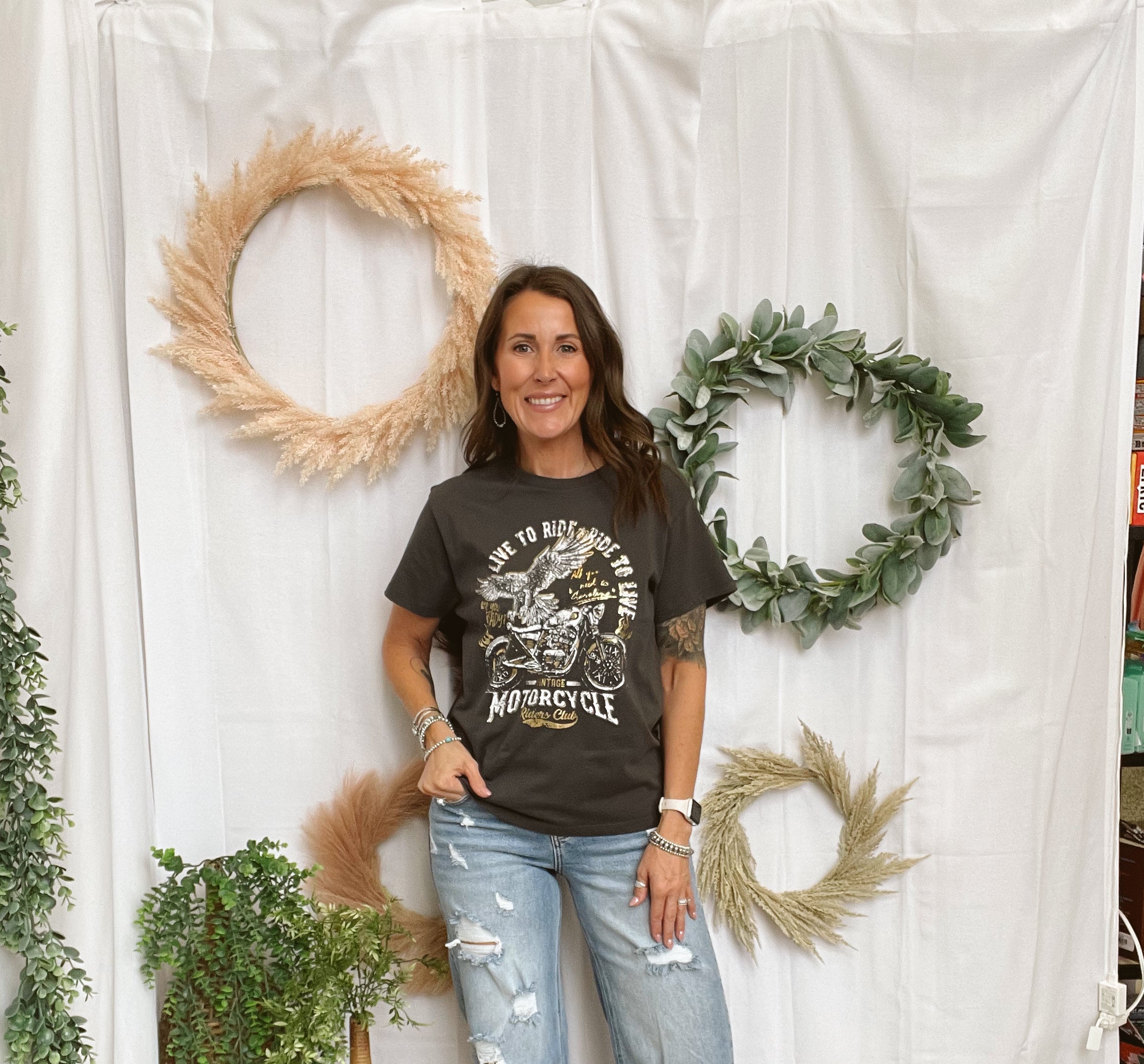Sweet Claire Motorcycle Tee-Graphic Tees-sweet claire-The Silo Boutique, Women's Fashion Boutique Located in Warren and Grand Forks North Dakota