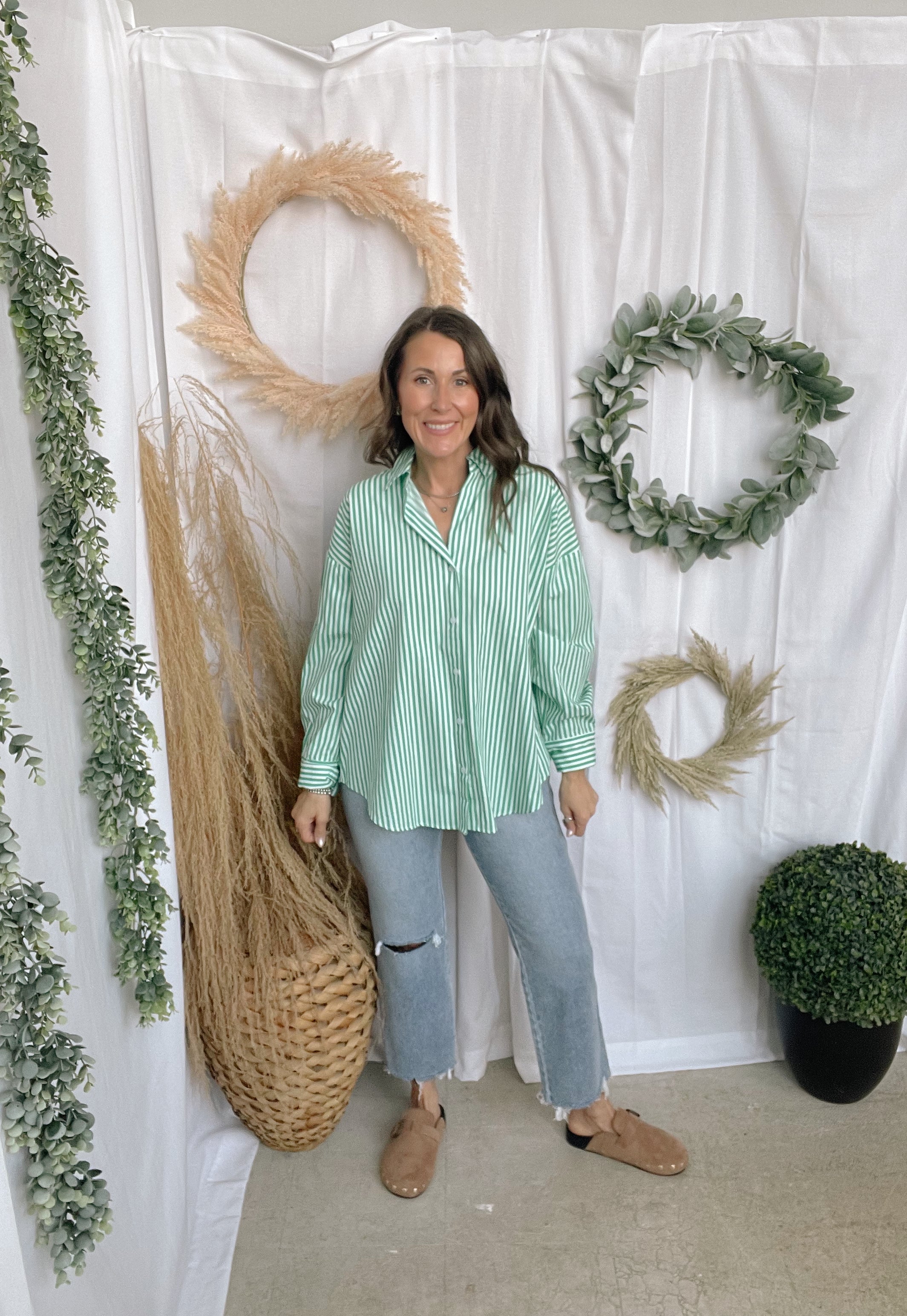 Elizabeth Button Down Top-Green-Long Sleeve Tops-hyfve-The Silo Boutique, Women's Fashion Boutique Located in Warren and Grand Forks North Dakota