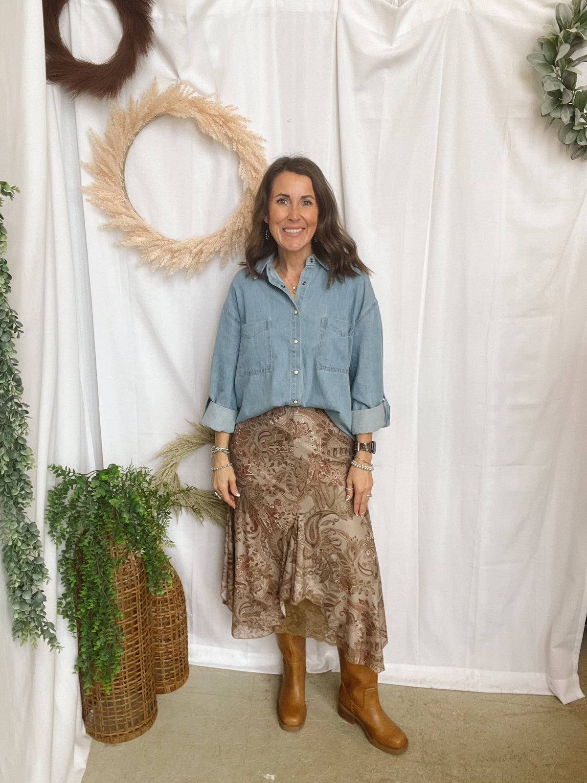 Paisley Lace Trim Layered Skirt-Skirts-blu pepper-The Silo Boutique, Women's Fashion Boutique Located in Warren and Grand Forks North Dakota