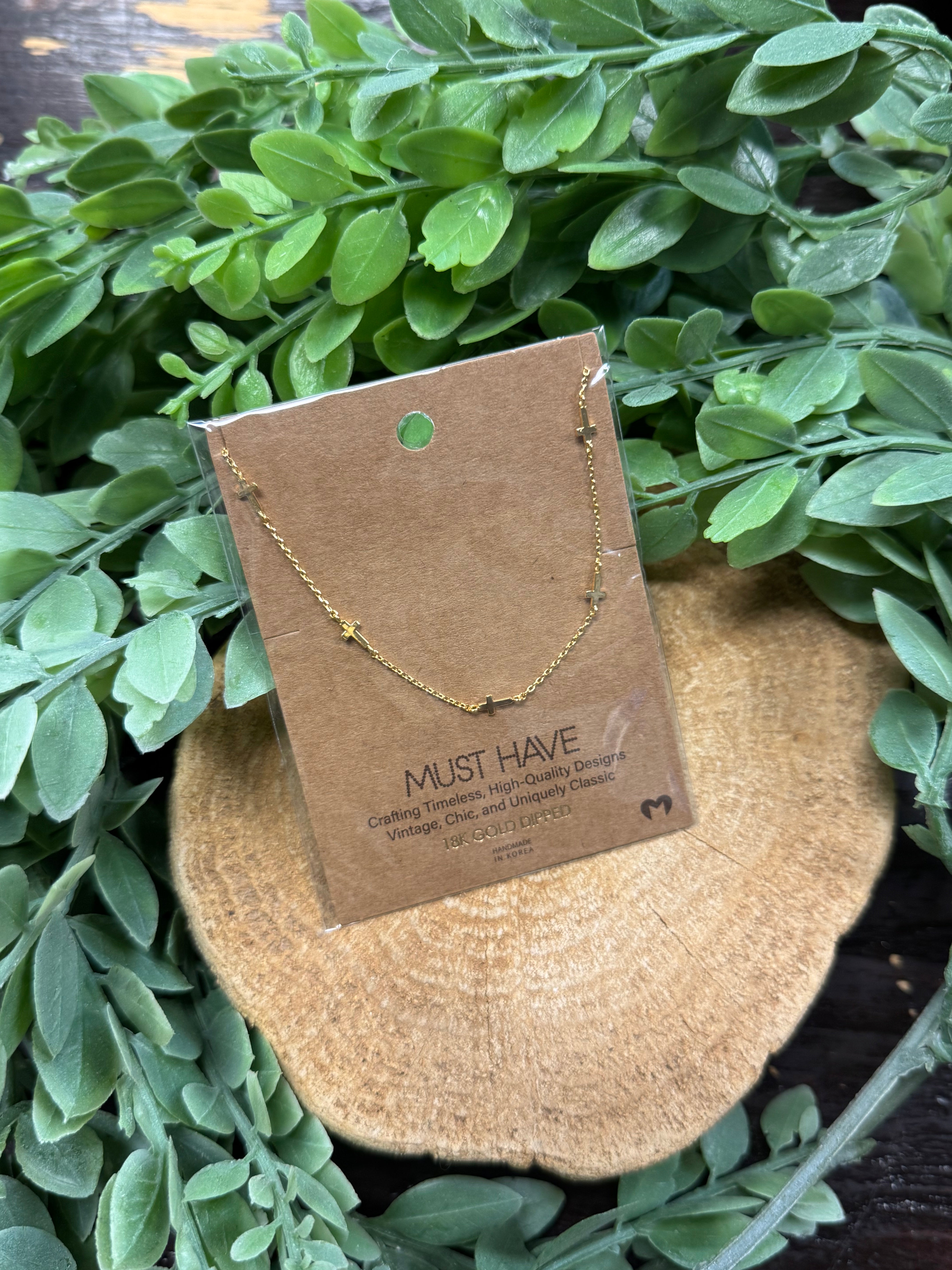 Crosses All Around Necklace-Necklaces-fame-The Silo Boutique, Women's Fashion Boutique Located in Warren and Grand Forks North Dakota