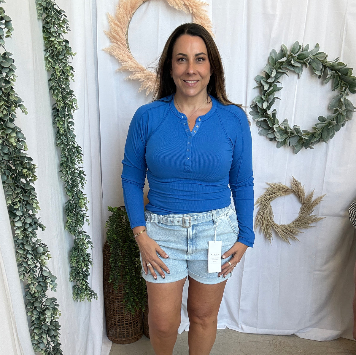 Mono B Essential Henley Top-Long Sleeve Tops-mono b-The Silo Boutique, Women's Fashion Boutique Located in Warren and Grand Forks North Dakota