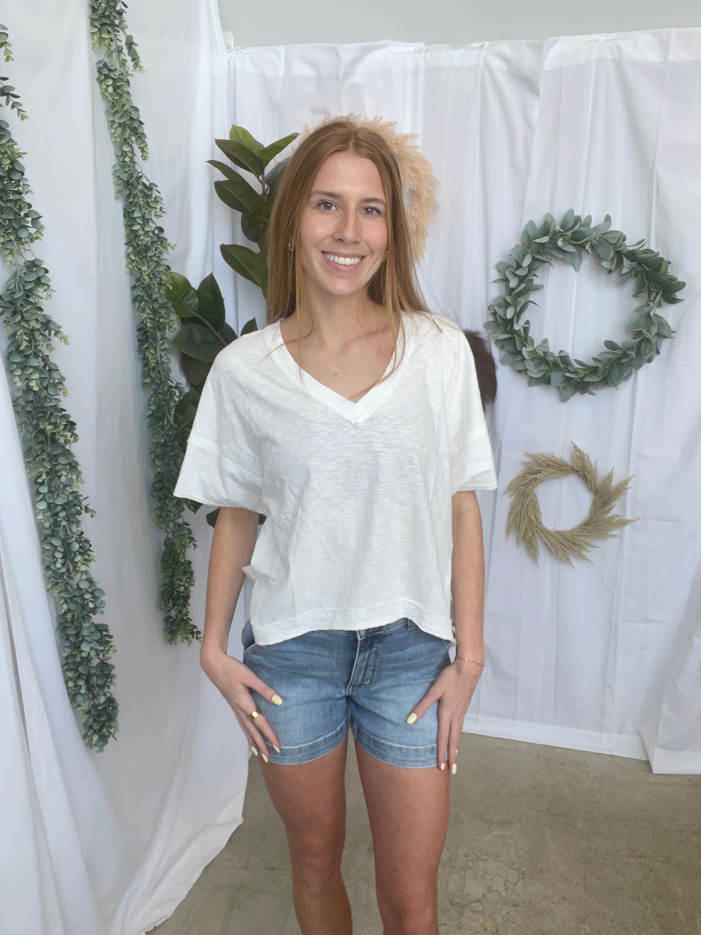 Take Five V Neck Tee-White-hyfve-The Silo Boutique, Women's Fashion Boutique Located in Warren and Grand Forks North Dakota