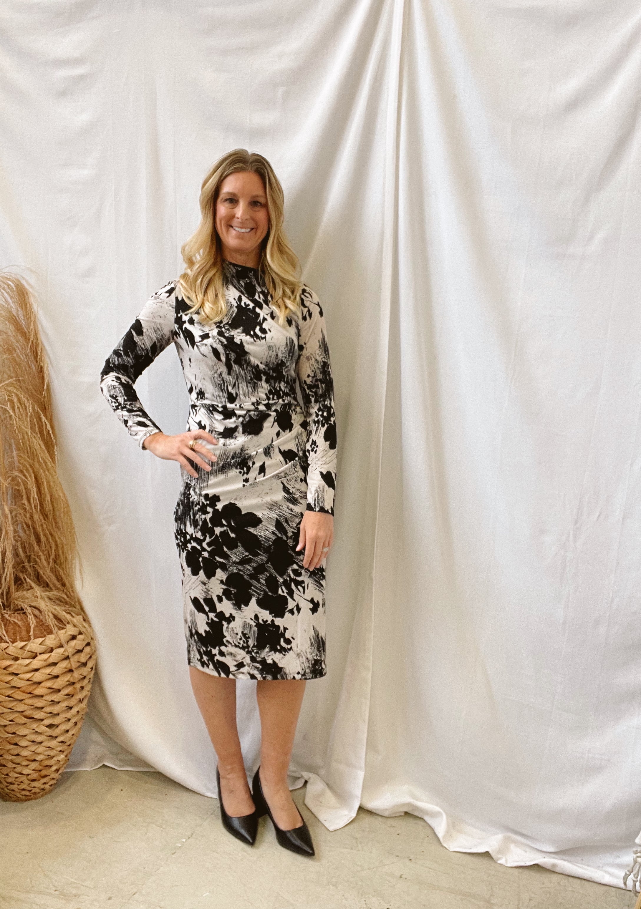 Mock Neck Floral Dress-Final sale-Dresses-gilli-The Silo Boutique, Women's Fashion Boutique Located in Warren and Grand Forks North Dakota