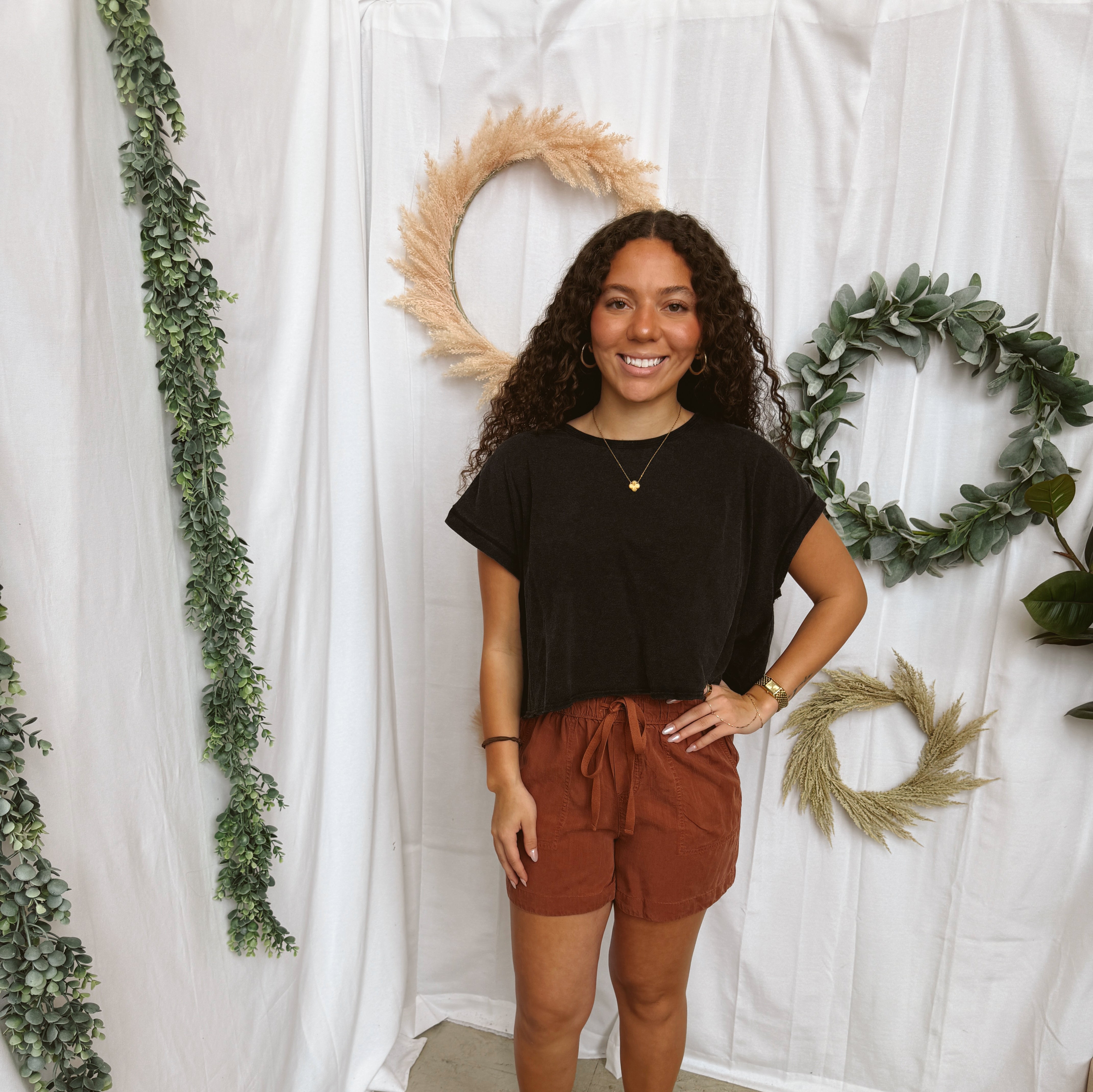 Cool Tencel Shorts-Rust-Shorts-be cool-The Silo Boutique, Women's Fashion Boutique Located in Warren and Grand Forks North Dakota