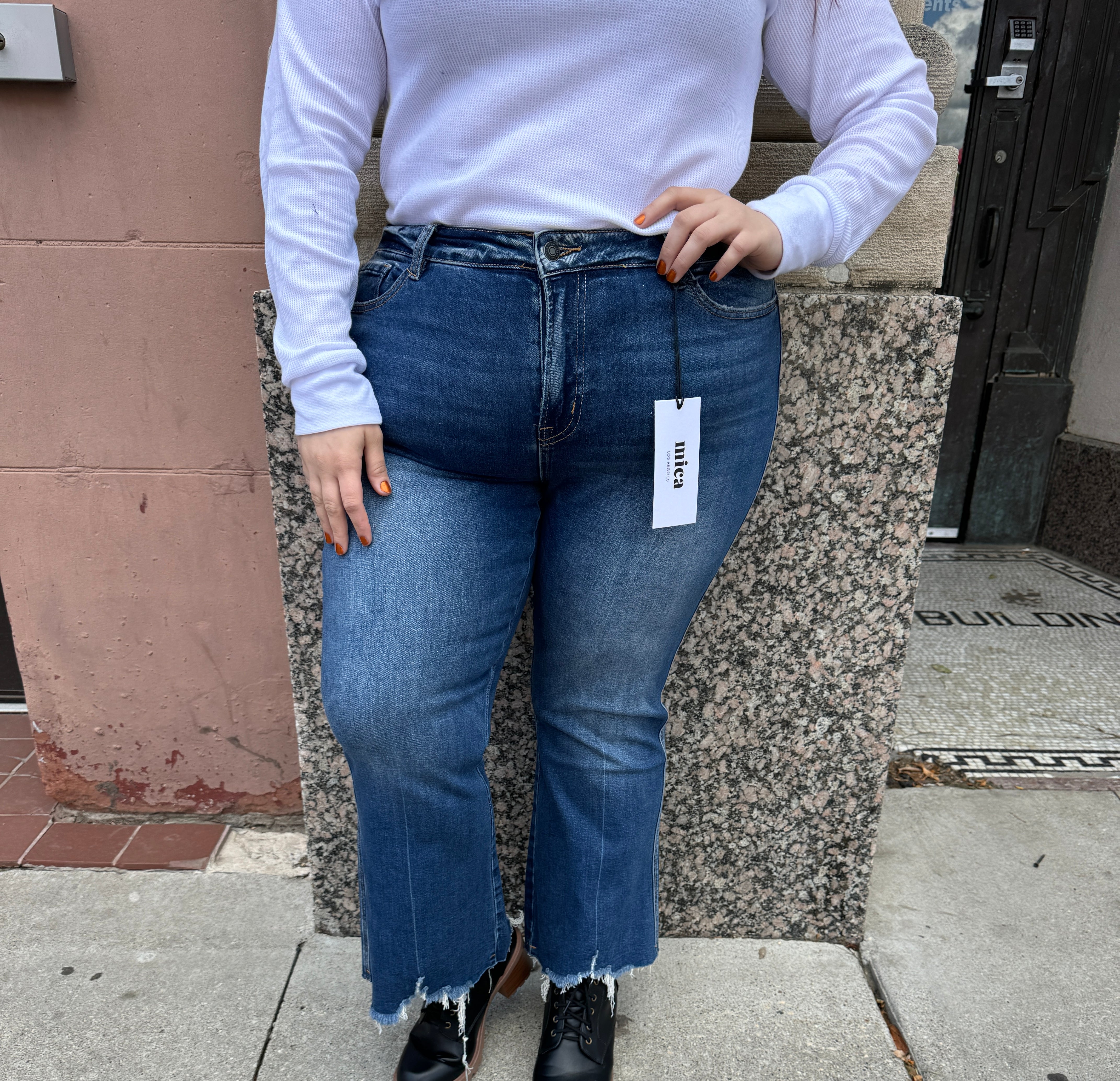 Mica Moscato High Rise Crop Flare Jeans-Jeans-mica-The Silo Boutique, Women's Fashion Boutique Located in Warren and Grand Forks North Dakota