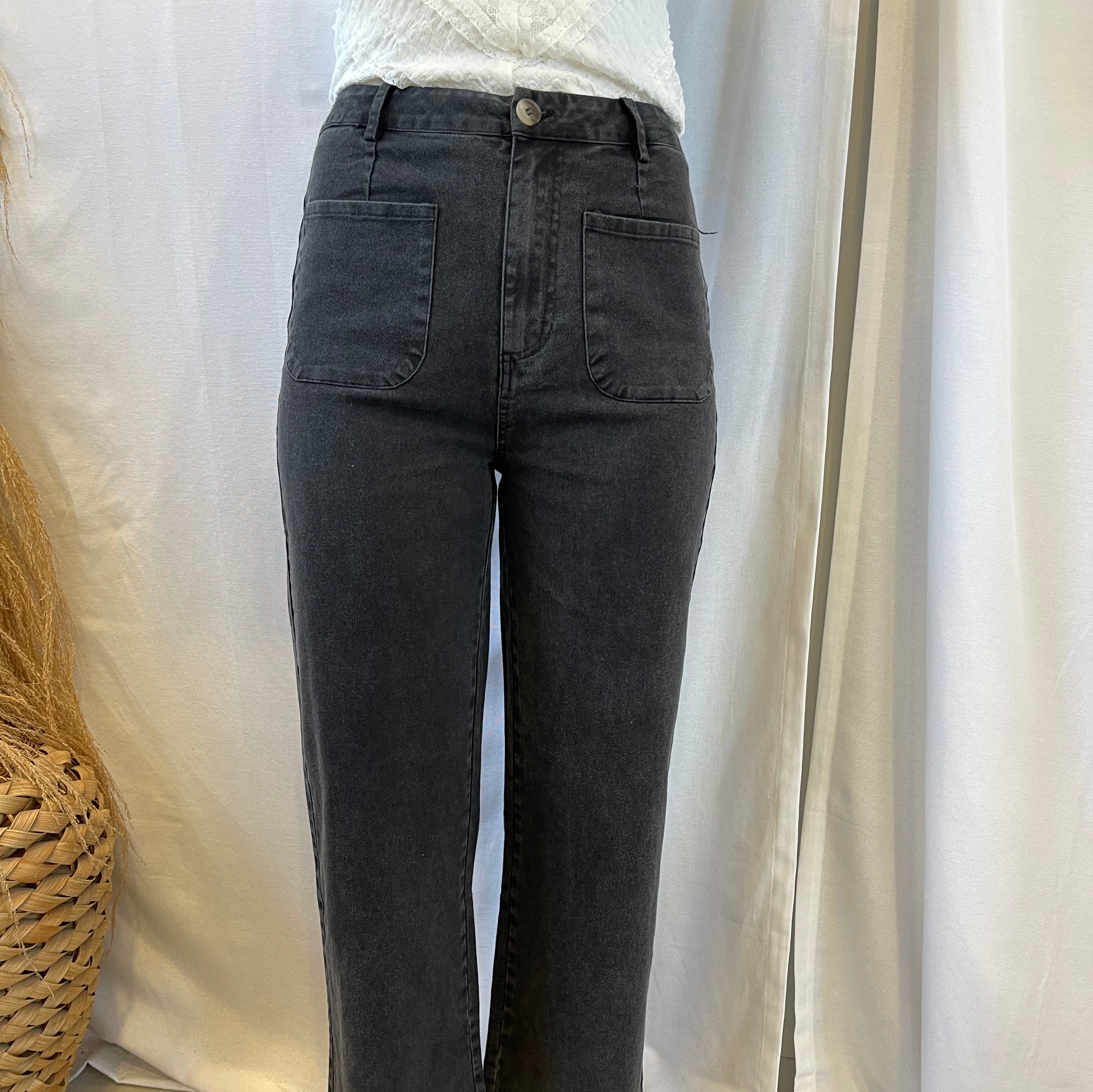 Wide Leg Front Pocket Pants-Black-Final Sale-Pants-entro-The Silo Boutique, Women's Fashion Boutique Located in Warren and Grand Forks North Dakota
