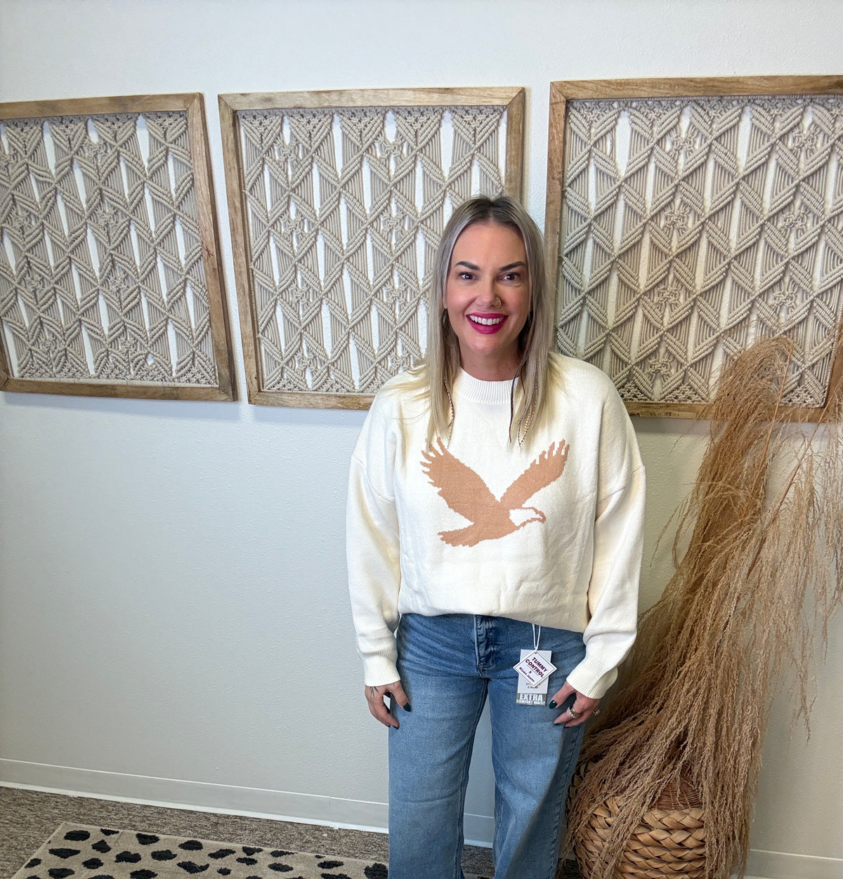 Eagle Sweater-Cream-Sweaters-sewn and see-The Silo Boutique, Women's Fashion Boutique Located in Warren and Grand Forks North Dakota