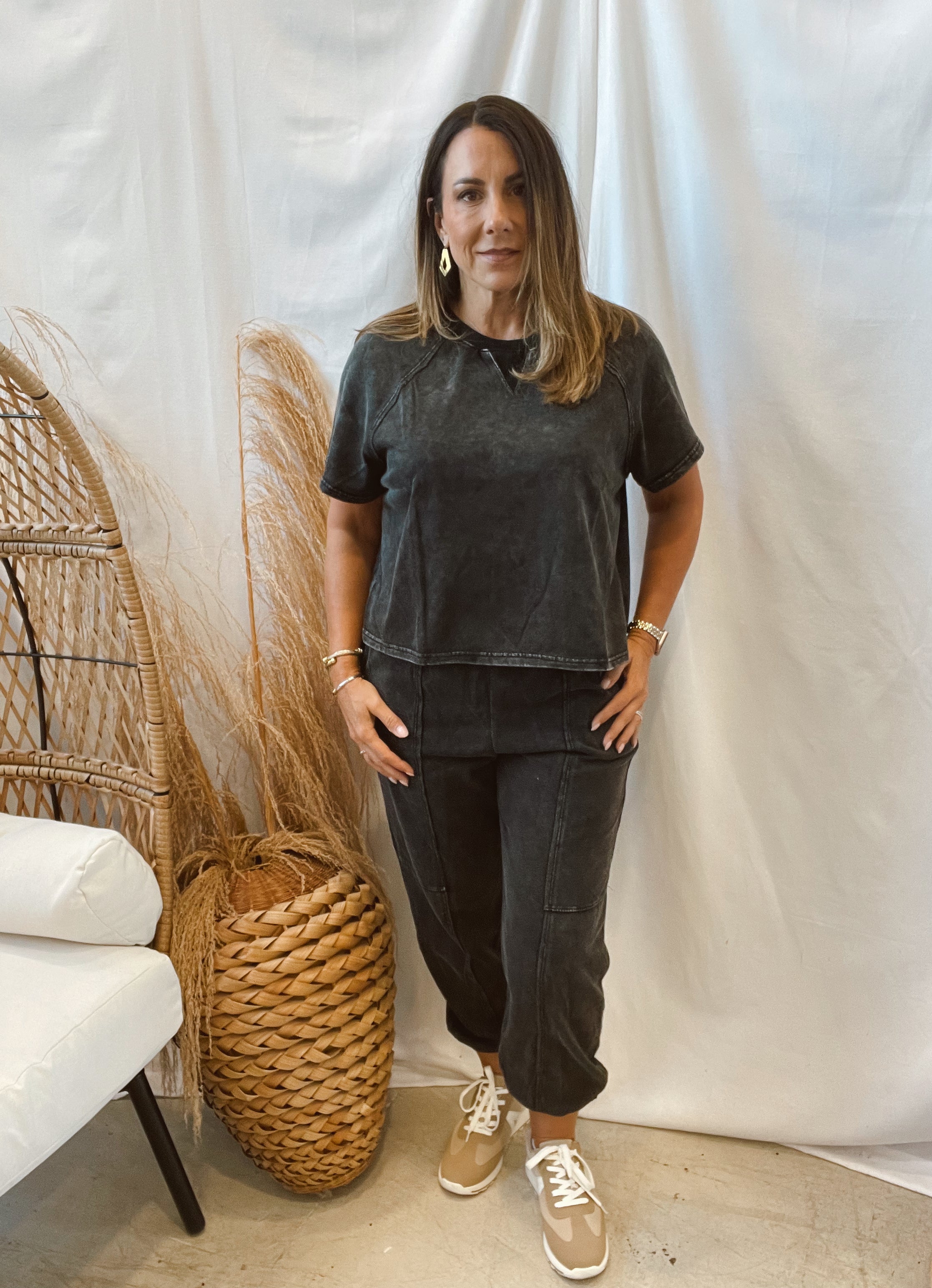 Hayden Knit Set-Black Wash-Outfit Sets-hayden-The Silo Boutique, Women's Fashion Boutique Located in Warren and Grand Forks North Dakota