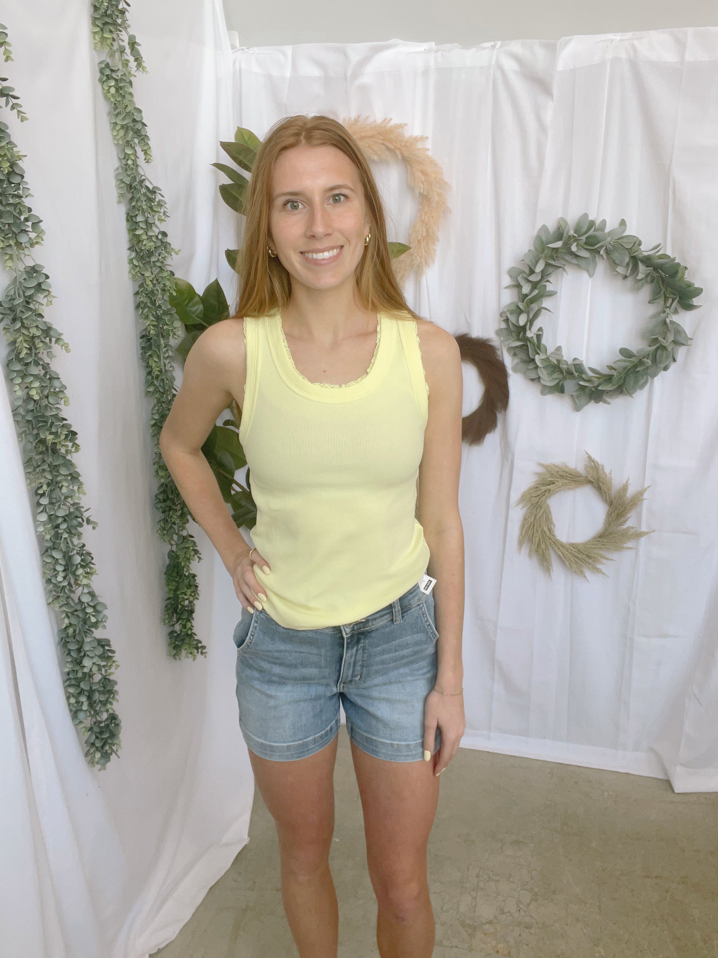 Cotierra Ribbed Tank Top-Lemon-Tank Tops-cotierra-The Silo Boutique, Women's Fashion Boutique Located in Warren and Grand Forks North Dakota