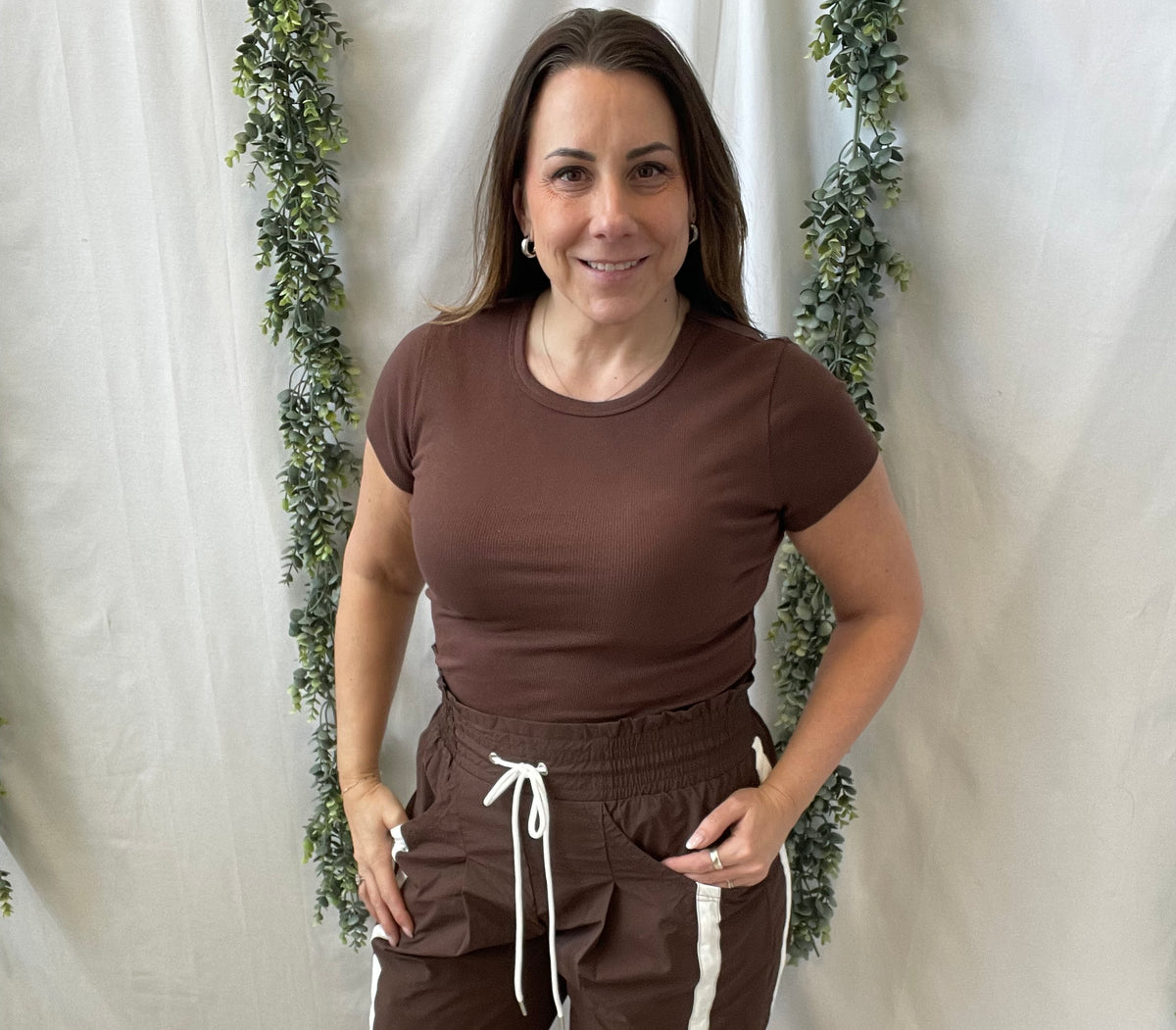 Zoey Basic Ribbed Top-Brown-Short Sleeve Tops-hyfve-The Silo Boutique, Women's Fashion Boutique Located in Warren and Grand Forks North Dakota