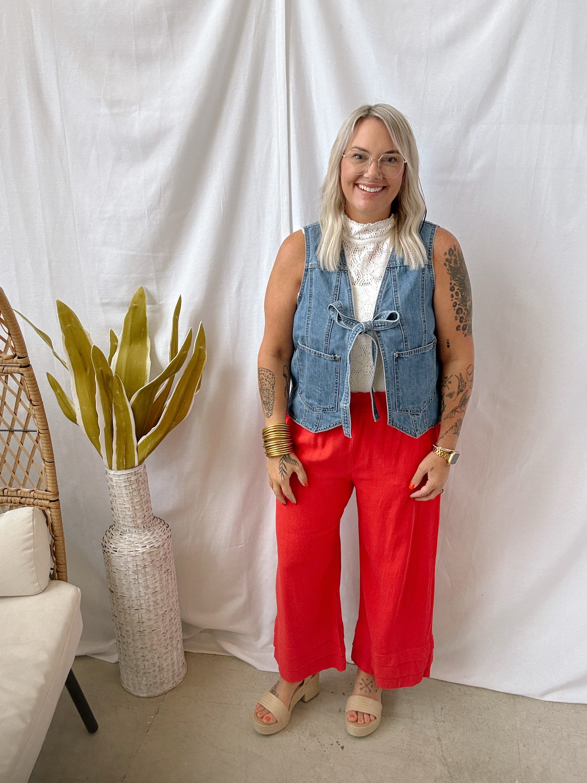 The Tie Front Denim Vest-Vests-listicle-The Silo Boutique, Women's Fashion Boutique Located in Warren and Grand Forks North Dakota