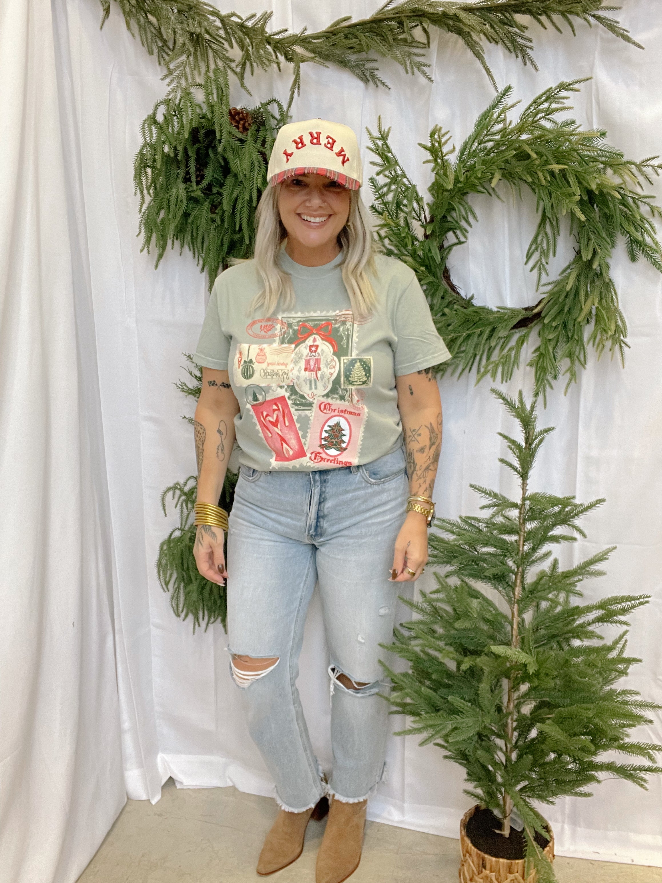 Christmas Postcard Tee-Final Sale-Graphic Tees-claudia-The Silo Boutique, Women's Fashion Boutique Located in Warren and Grand Forks North Dakota