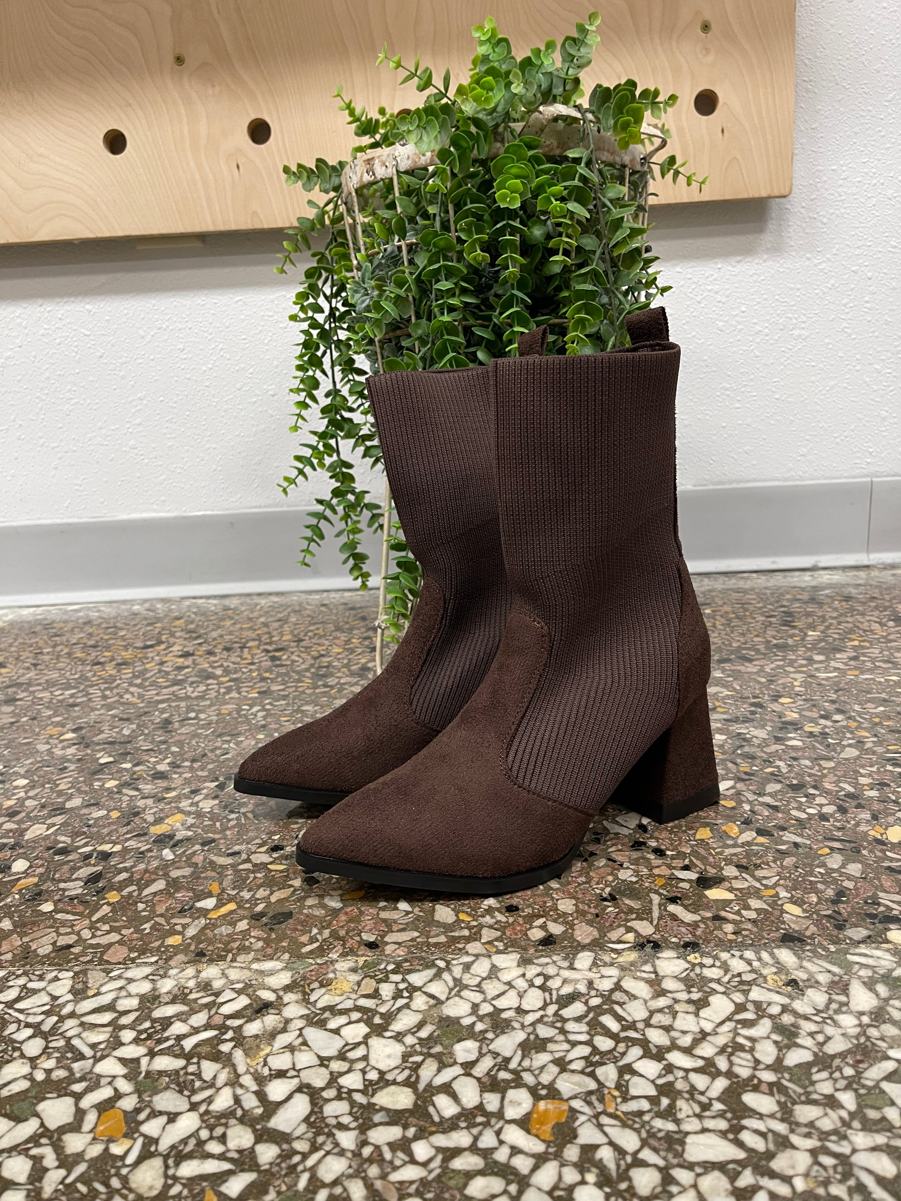 Brown Knit Chelsey Boot-Final sale-Boots-lazyshoe-The Silo Boutique, Women's Fashion Boutique Located in Warren and Grand Forks North Dakota