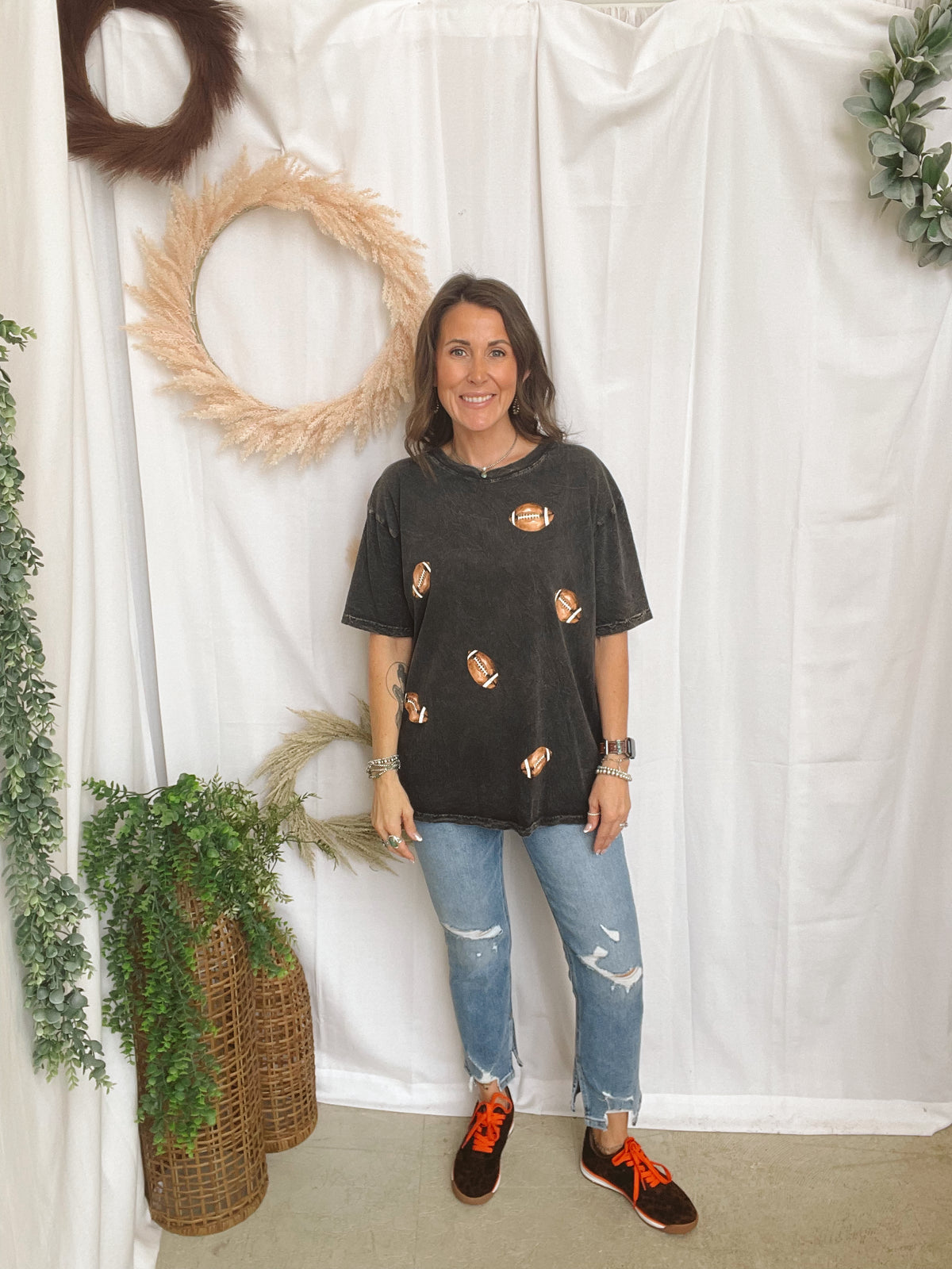 Mineral Ash Football Graphic Tee-Graphic Tees-faire-The Silo Boutique, Women's Fashion Boutique Located in Warren and Grand Forks North Dakota