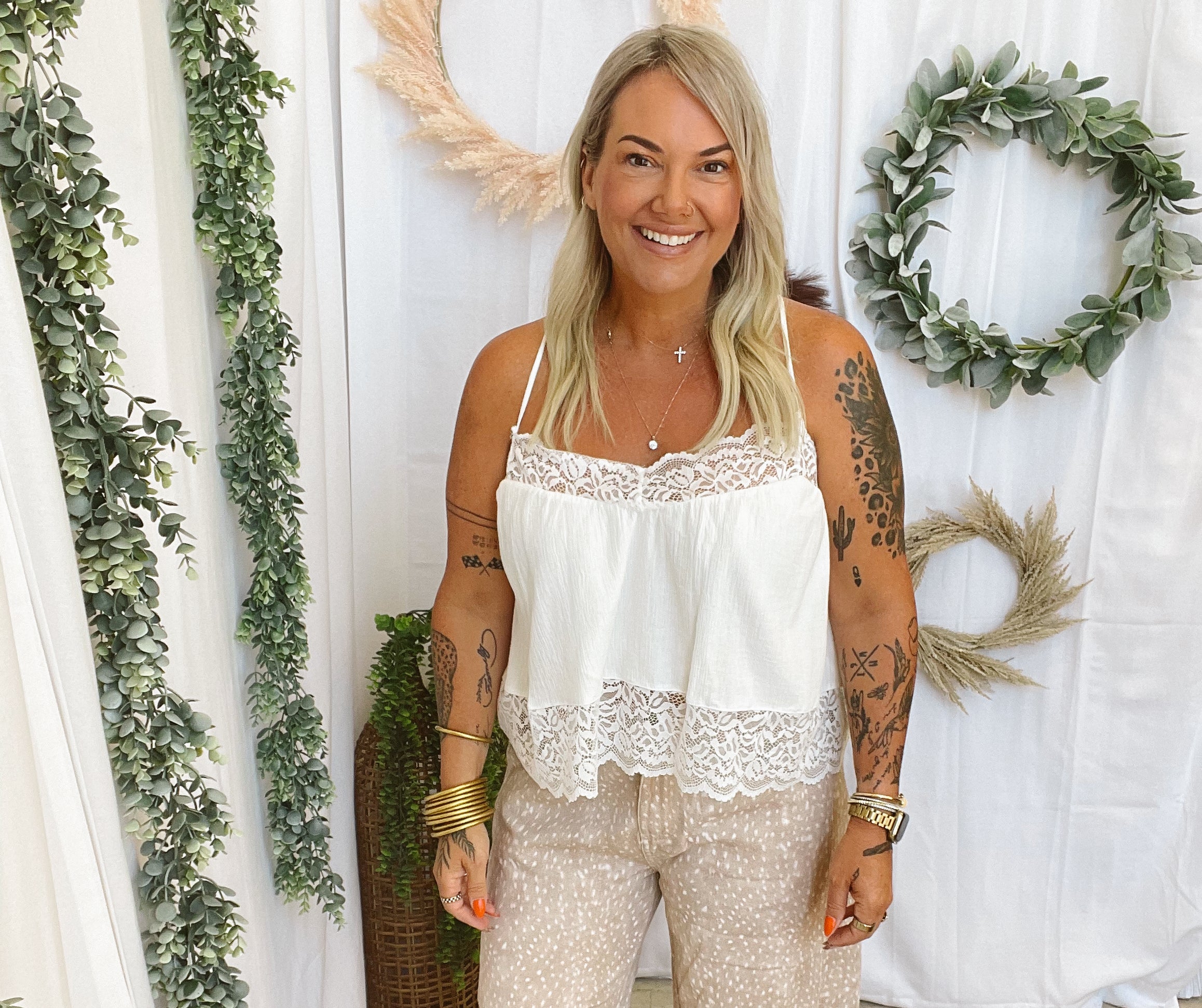 By Together Lace Tank-Tank Tops-by together-The Silo Boutique, Women's Fashion Boutique Located in Warren and Grand Forks North Dakota
