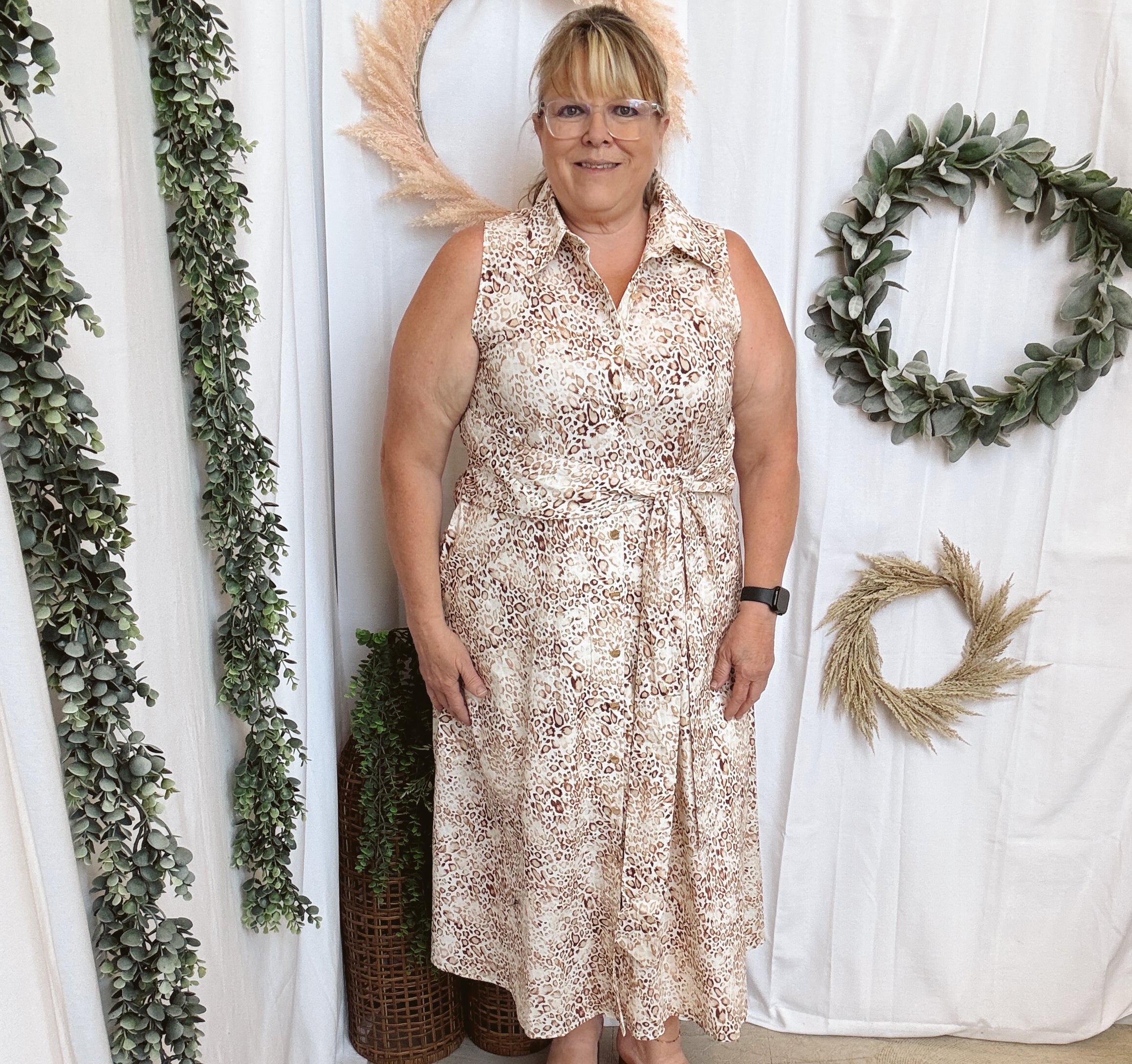 Kiki Animal Midi Dress-Final sale-Dresses-ENTRO-The Silo Boutique, Women's Fashion Boutique Located in Warren and Grand Forks North Dakota