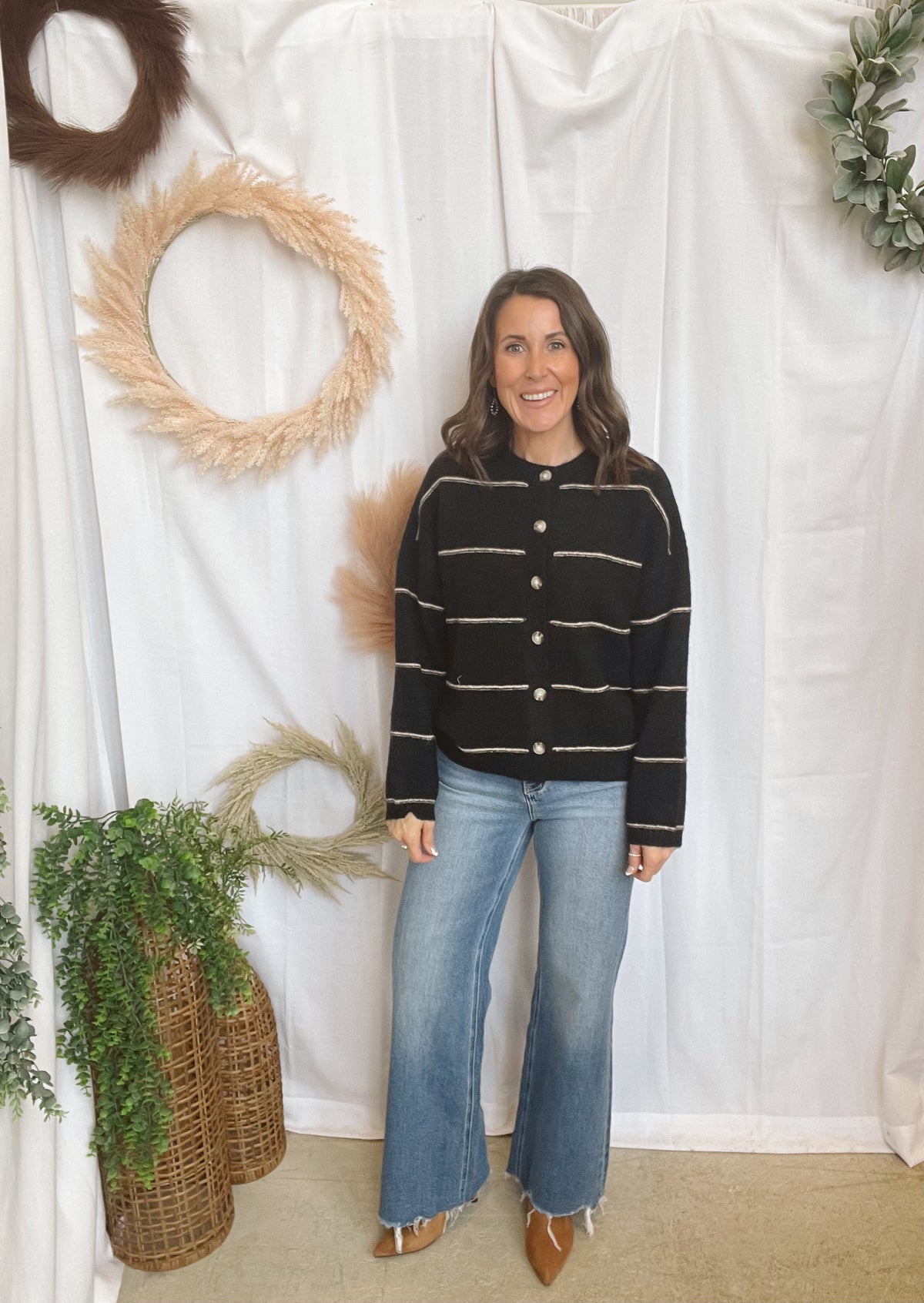 Tilly Black Stripe Cardigan-Cardigans-blu pepper-The Silo Boutique, Women's Fashion Boutique Located in Warren and Grand Forks North Dakota