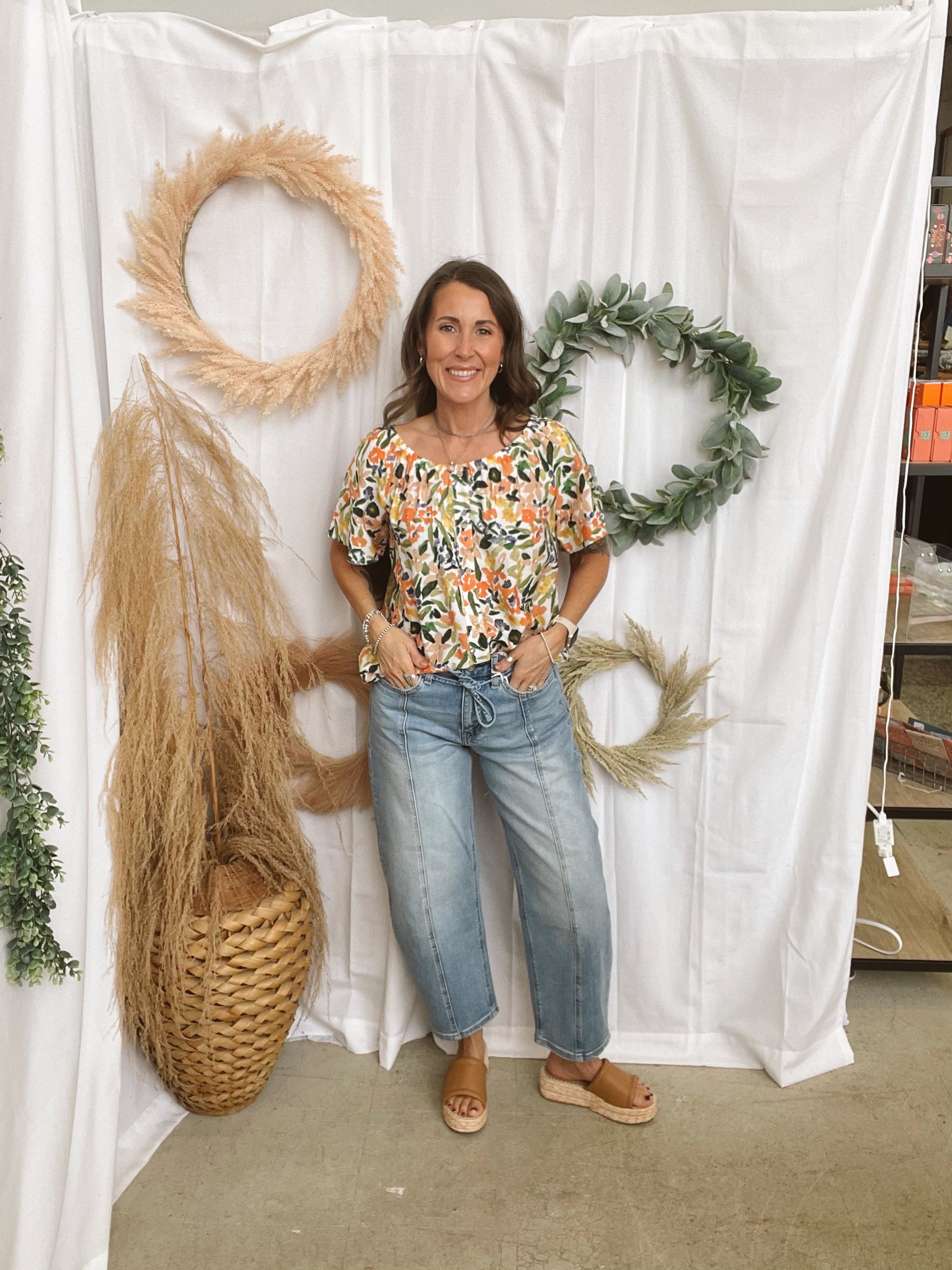 Flutter Sleeve Floral Top-Short Sleeve Tops-staccato-The Silo Boutique, Women's Fashion Boutique Located in Warren and Grand Forks North Dakota