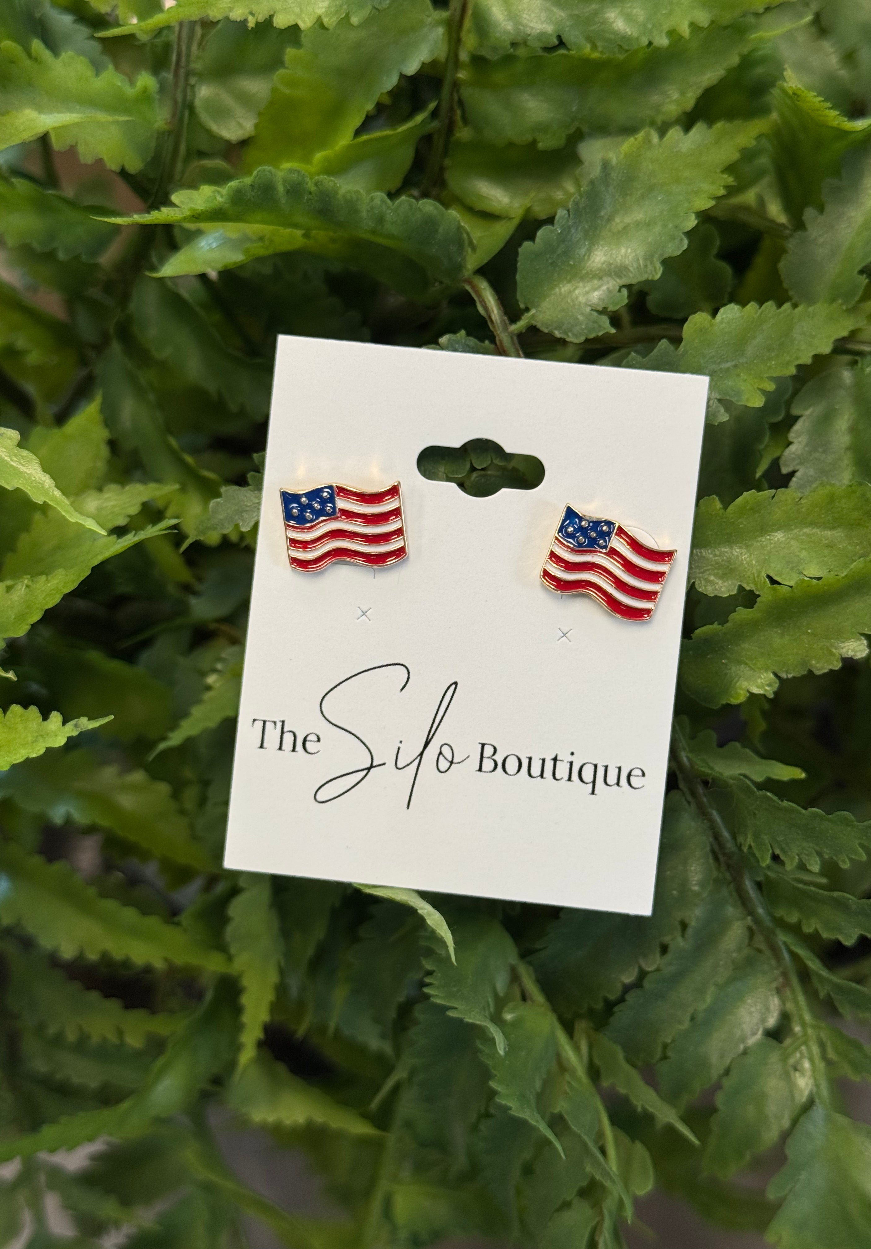 Flag USA Earrings-Earrings-Dallas Market-The Silo Boutique, Women's Fashion Boutique Located in Warren and Grand Forks North Dakota