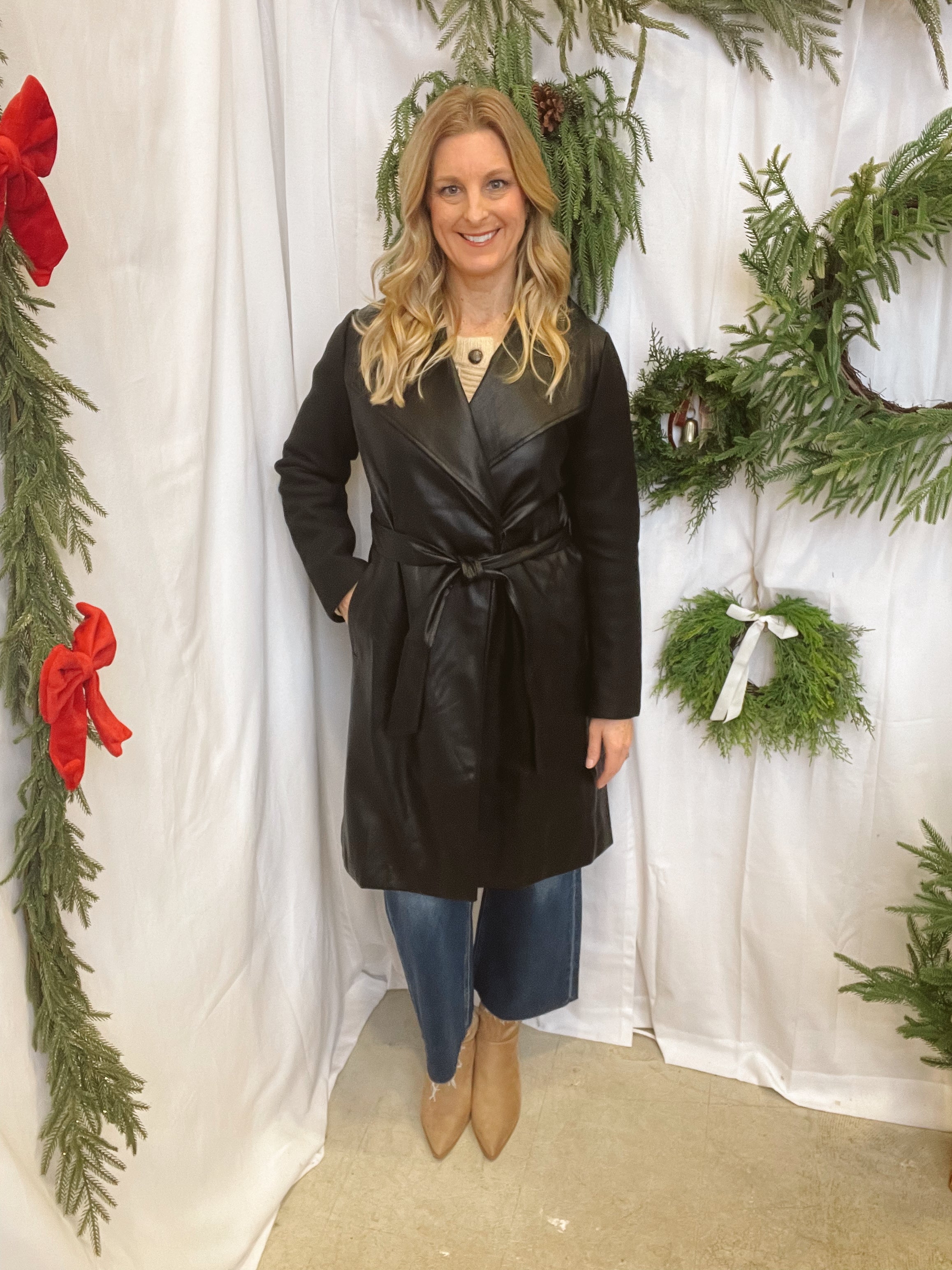 Hem and Thread Black Trench Coat-Coats & Jackets-hem and thread-The Silo Boutique, Women's Fashion Boutique Located in Warren and Grand Forks North Dakota