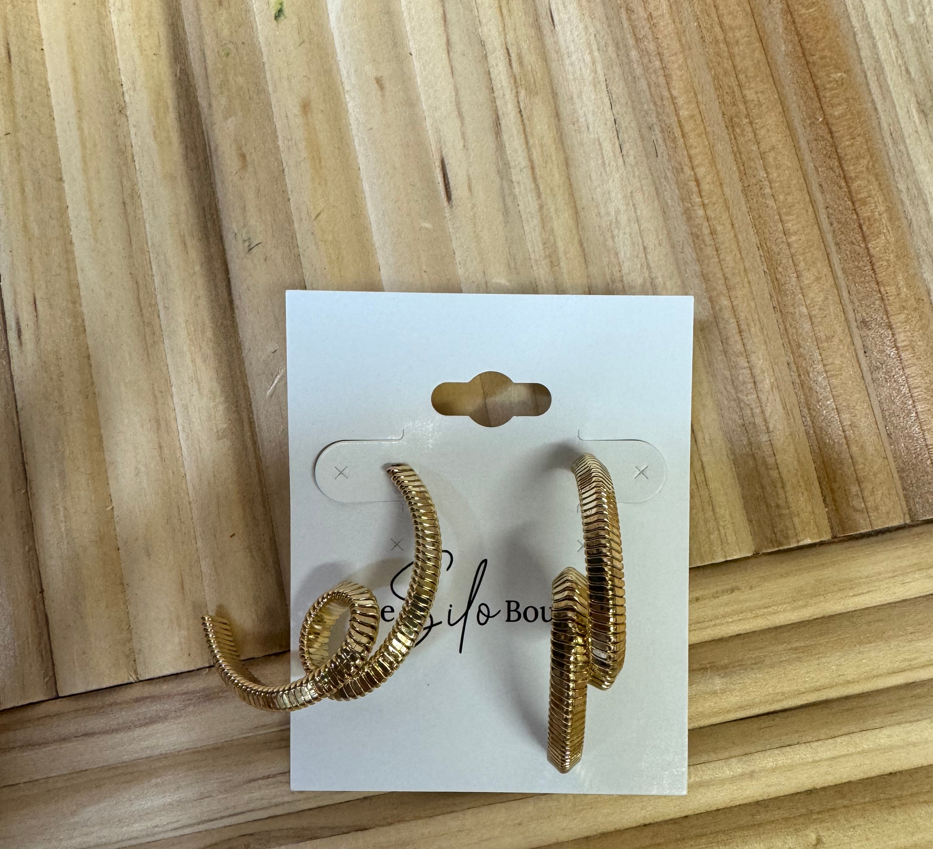 Textured Twist Hoop Earrings-earrings-Fame-The Silo Boutique, Women's Fashion Boutique Located in Warren and Grand Forks North Dakota