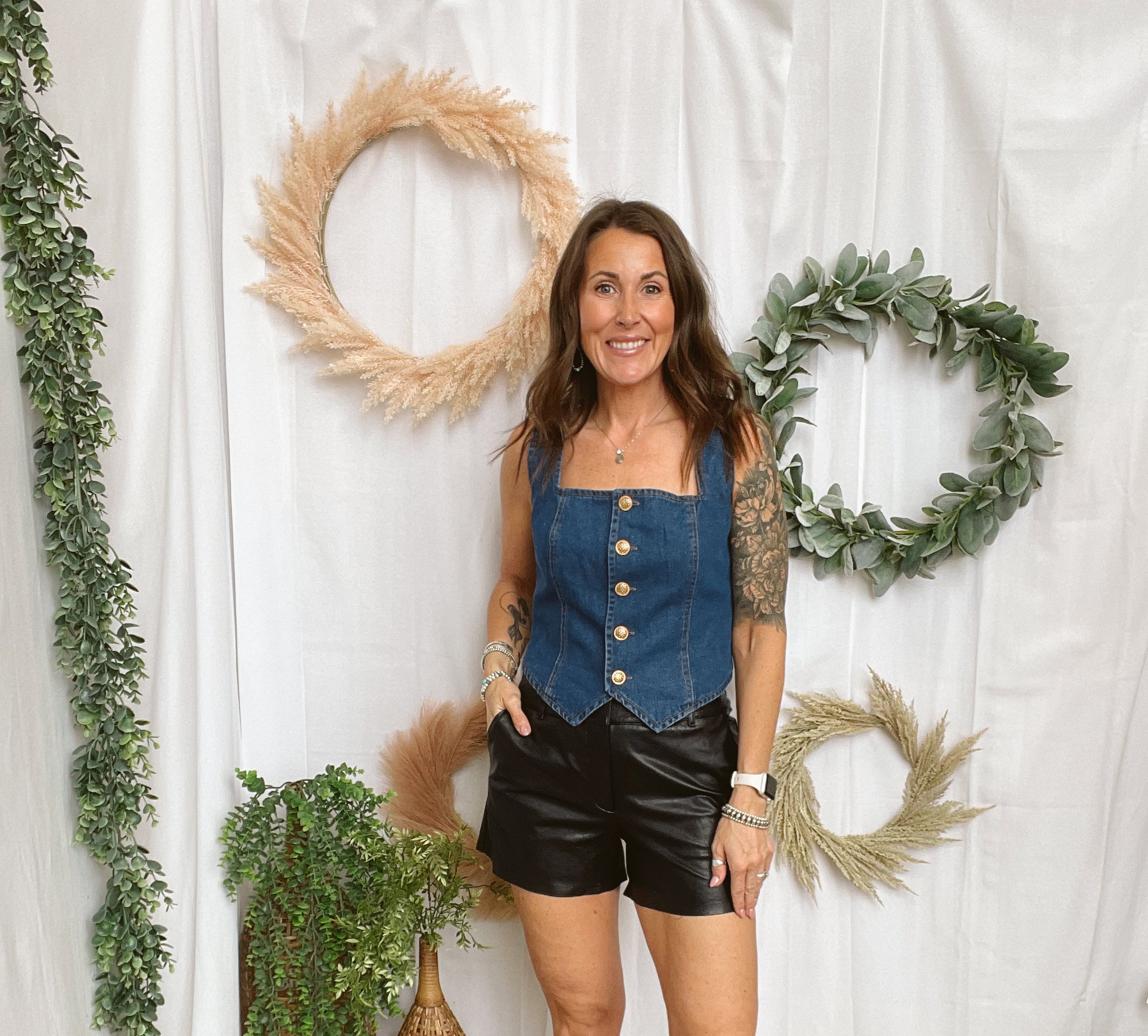 Darla Denim Tank Top-Tank Tops-eesome-The Silo Boutique, Women's Fashion Boutique Located in Warren and Grand Forks North Dakota