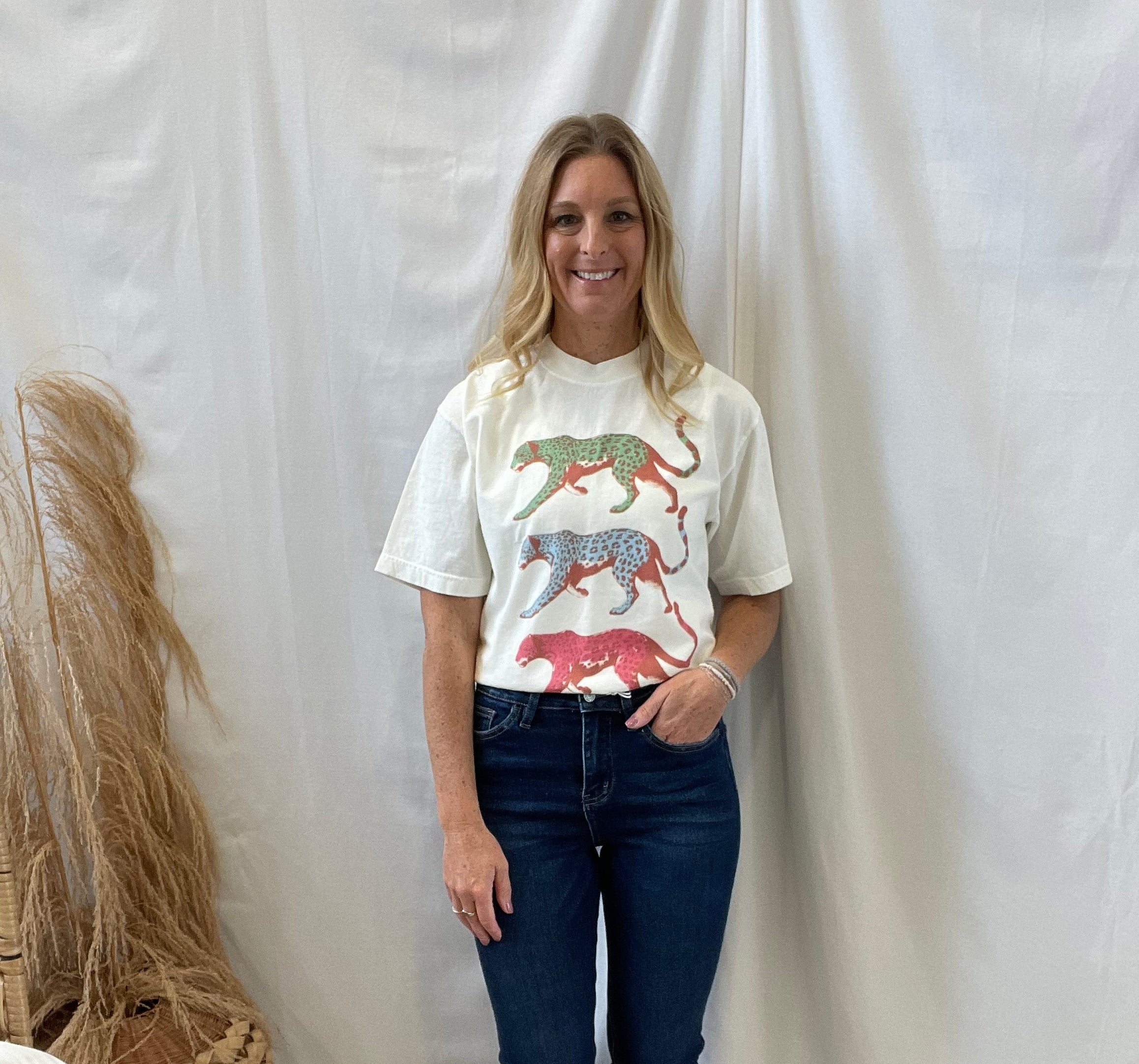 Three Cheetah Print Tee-Graphic Tees-jade-The Silo Boutique, Women's Fashion Boutique Located in Warren and Grand Forks North Dakota