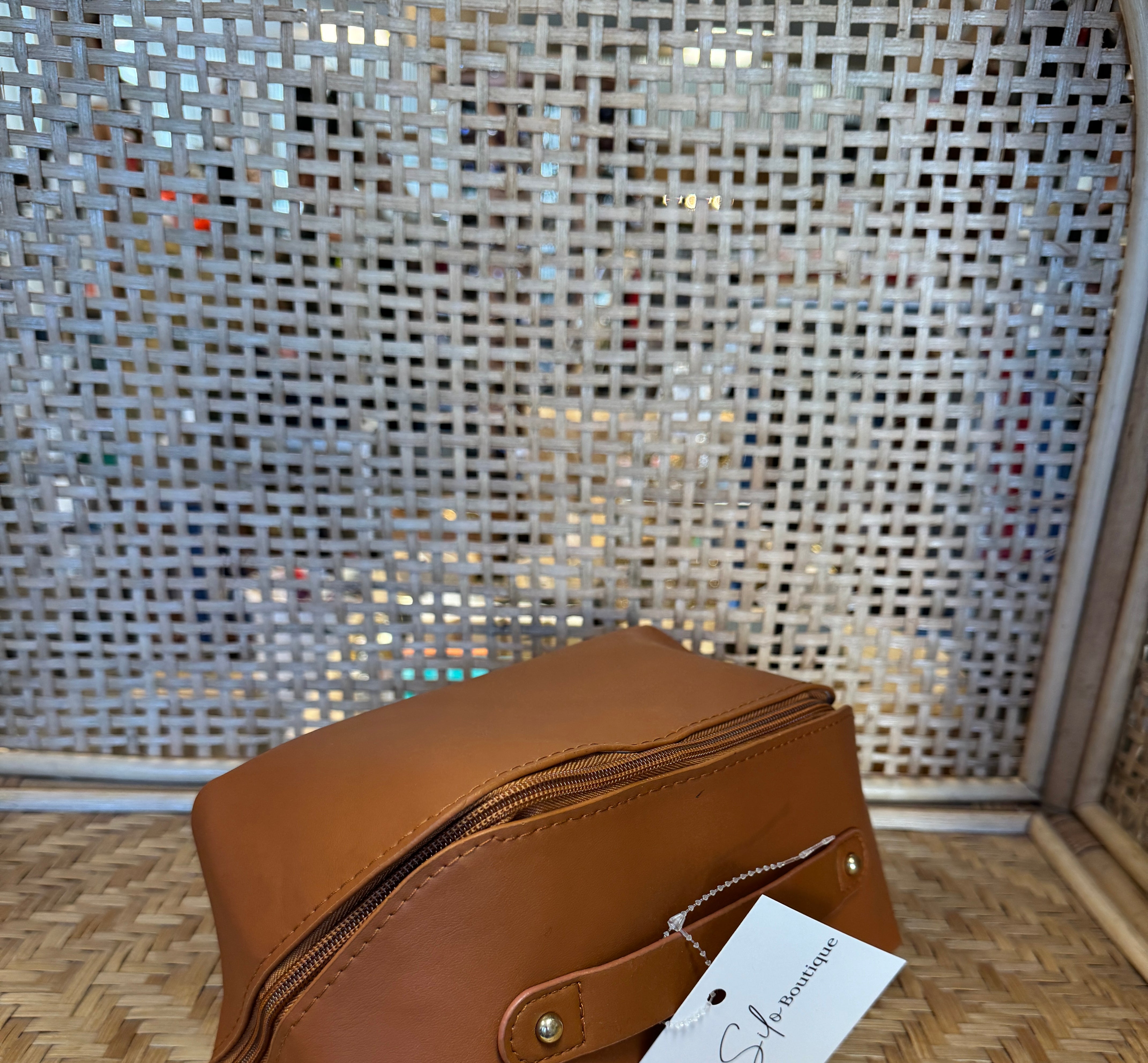Faux Leather Open Flat Cosmetic Bags-Cosmetic Bags-joss-The Silo Boutique, Women's Fashion Boutique Located in Warren and Grand Forks North Dakota