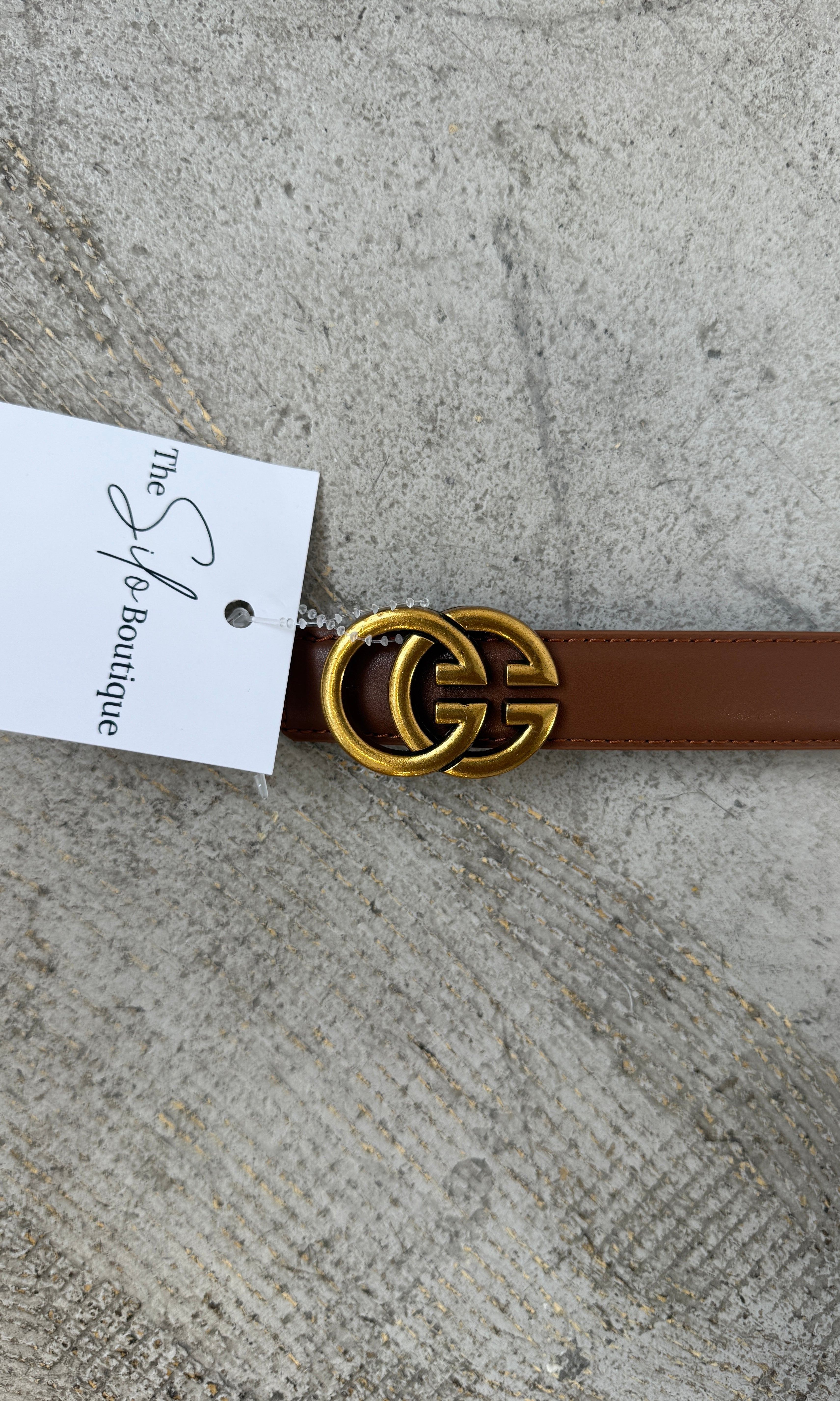 Dual Golden Belt-Brown-Belts-Leto-The Silo Boutique, Women's Fashion Boutique Located in Warren and Grand Forks North Dakota