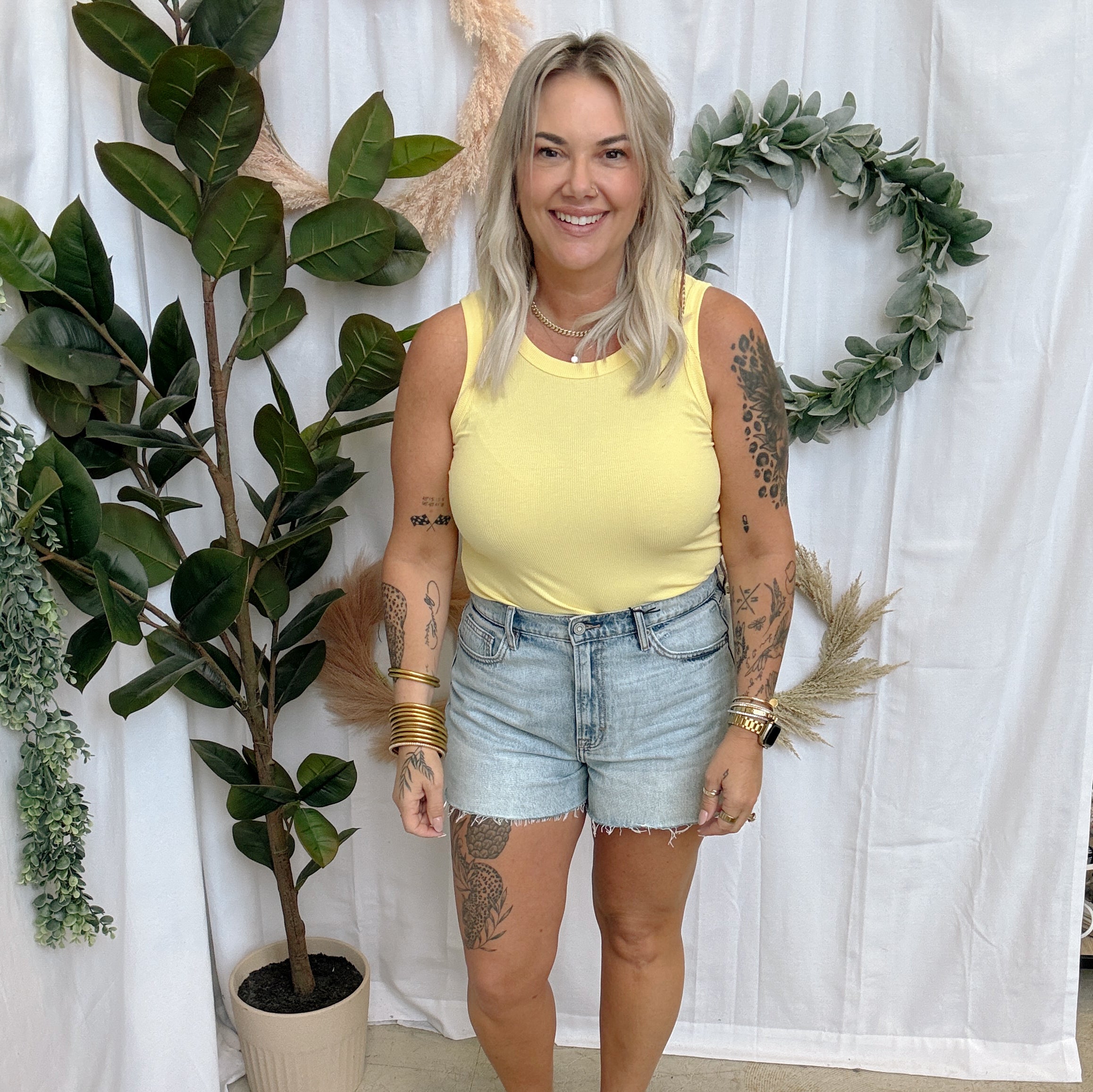 Mono B Ribbed Tank Top-Yellow-Tank Tops-mono b-The Silo Boutique, Women's Fashion Boutique Located in Warren and Grand Forks North Dakota