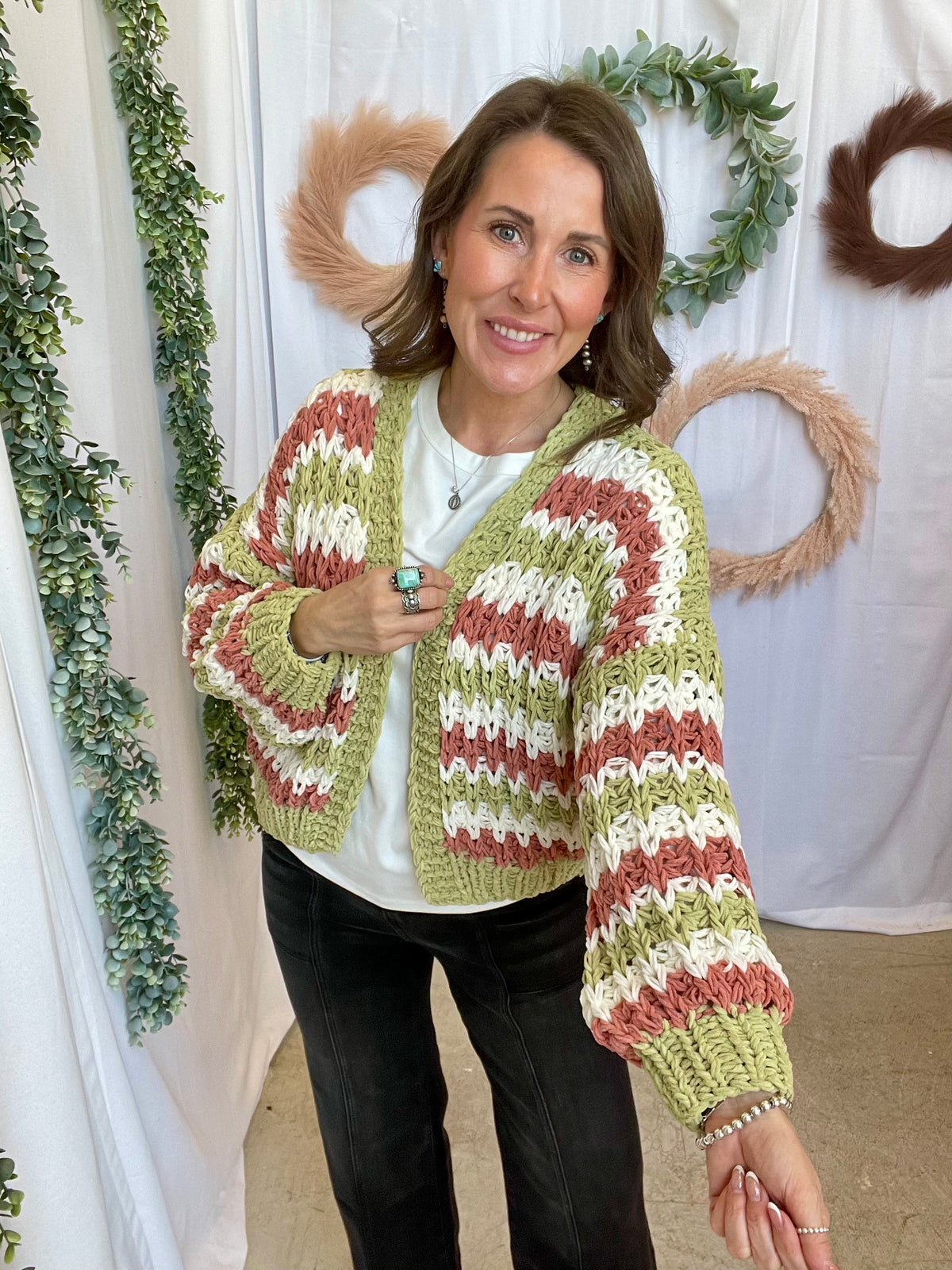 Forte Knitted Cardigan-Sage Mix-Cardigans-forte-The Silo Boutique, Women's Fashion Boutique Located in Warren and Grand Forks North Dakota